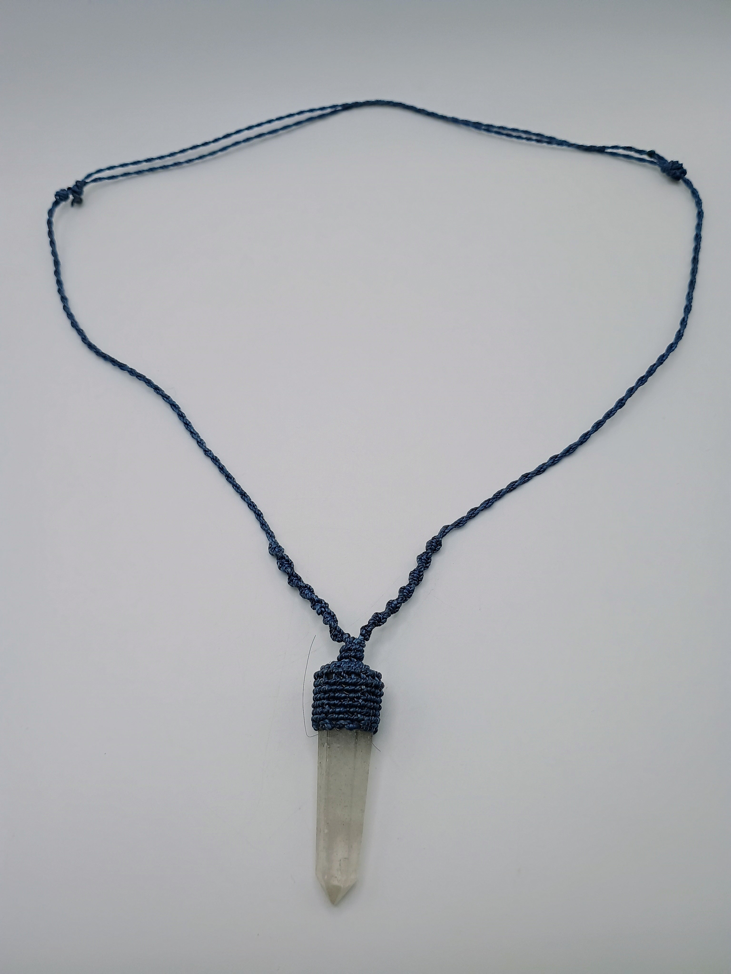Natural Crystal Quartz Necklace Macrame Spiritual Amulet Healing Stone Clarity