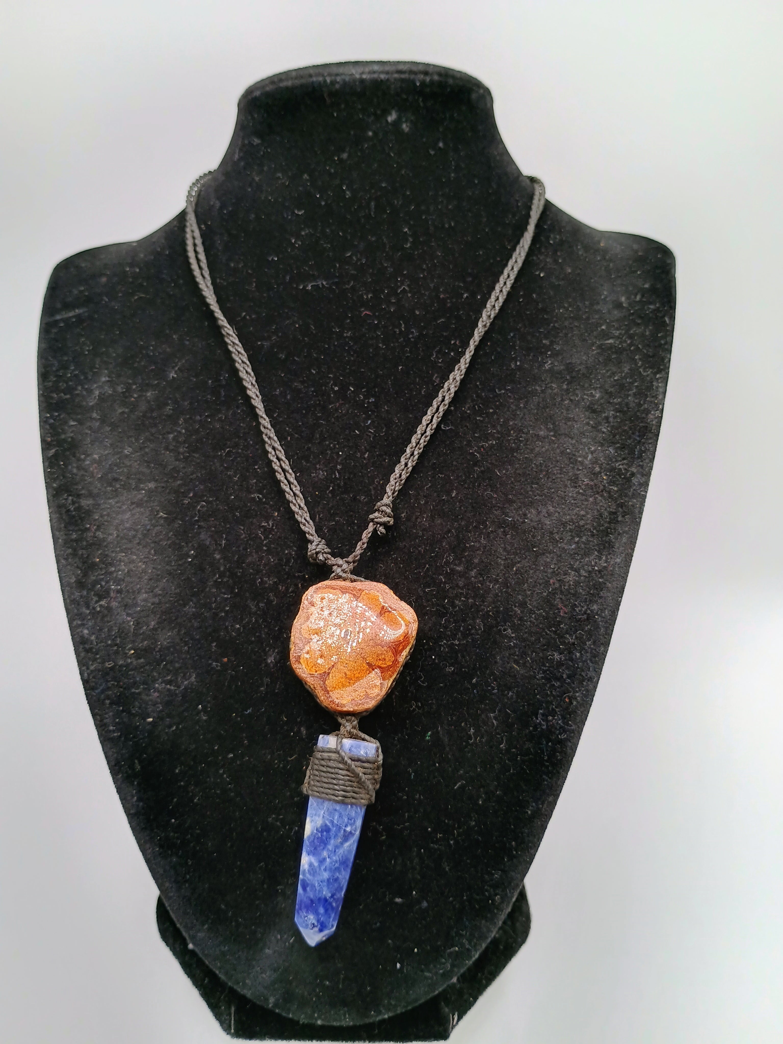 Handmade Macrame Necklace Sodalite Flower Ayahuasca