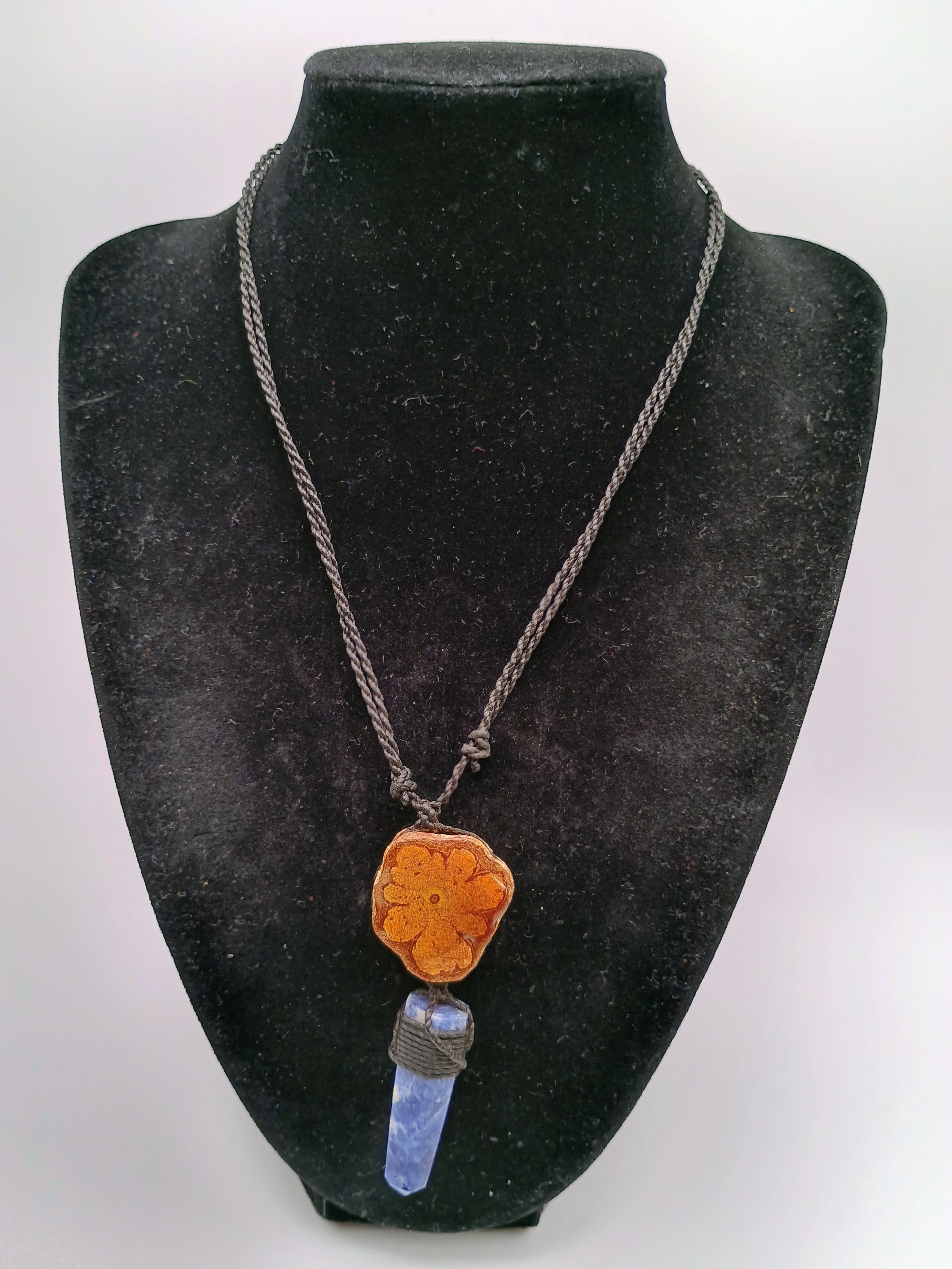 Handmade Macrame Necklace Sodalite Flower Ayahuasca