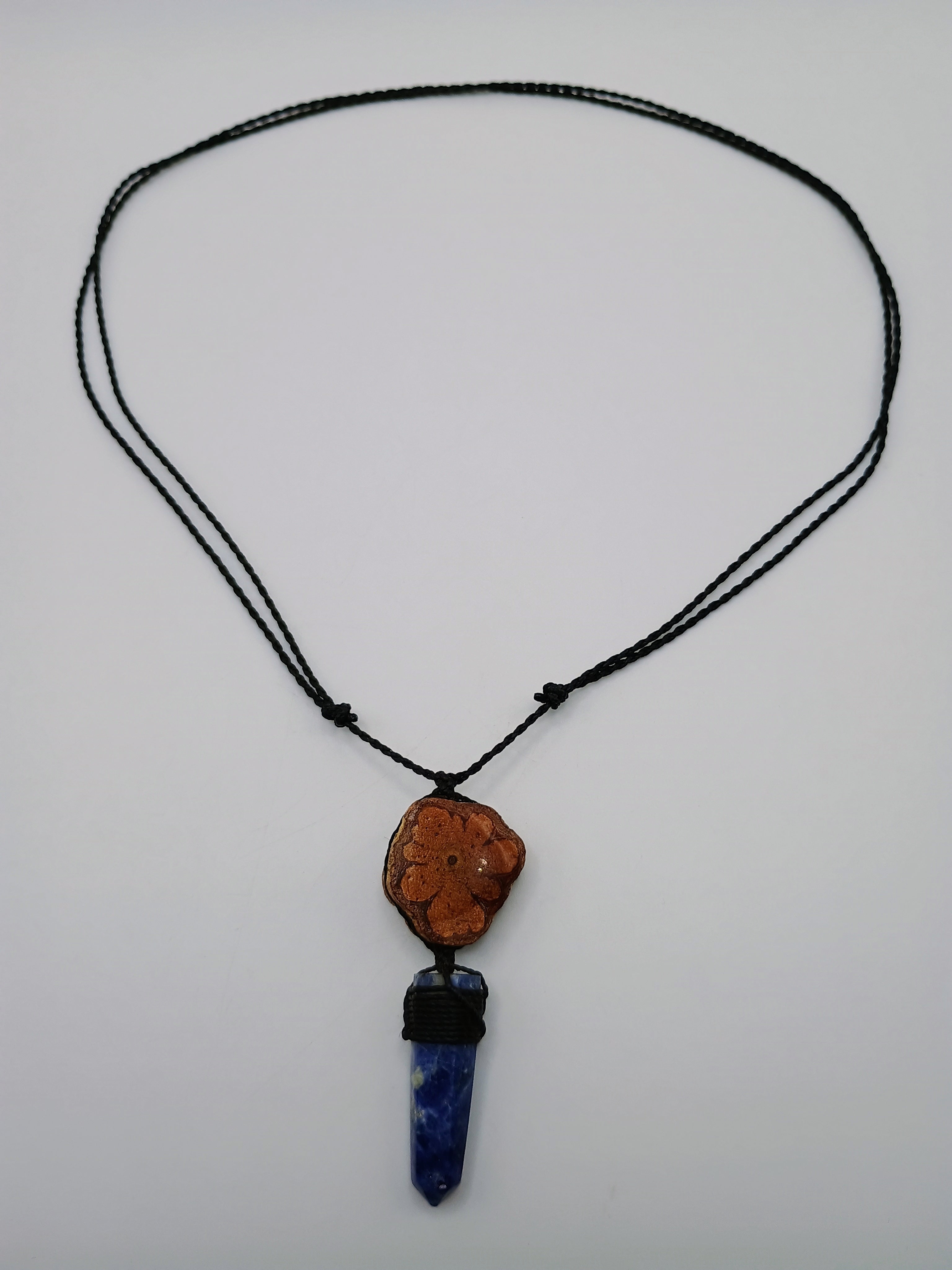 Handmade Macrame Necklace Sodalite Flower Ayahuasca