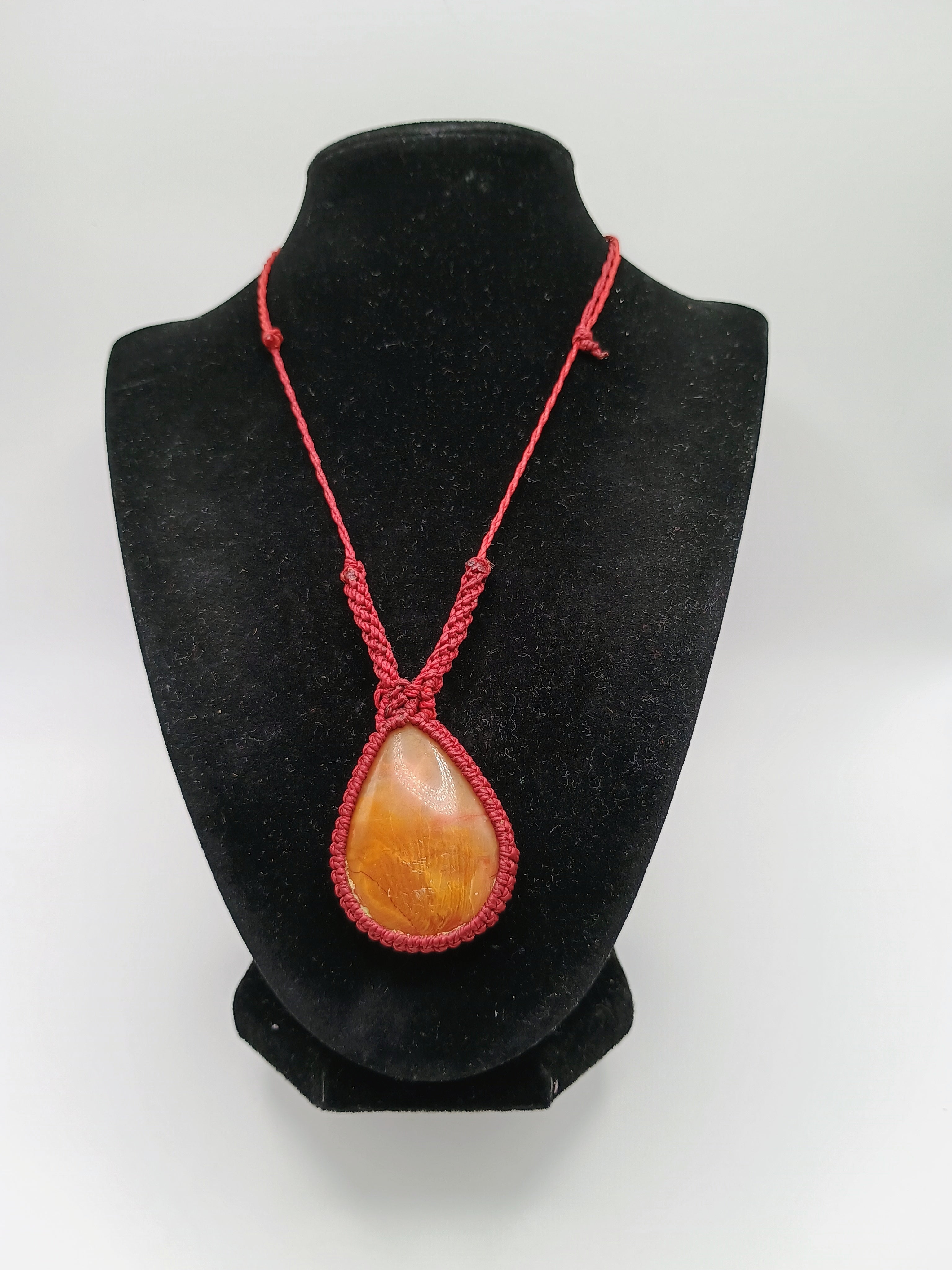Handmade Natural Citrine Macrame Necklace Spiritual Amulet