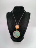 Natural Turquoise Macrame Necklace, Handmade Spiritual Amulet