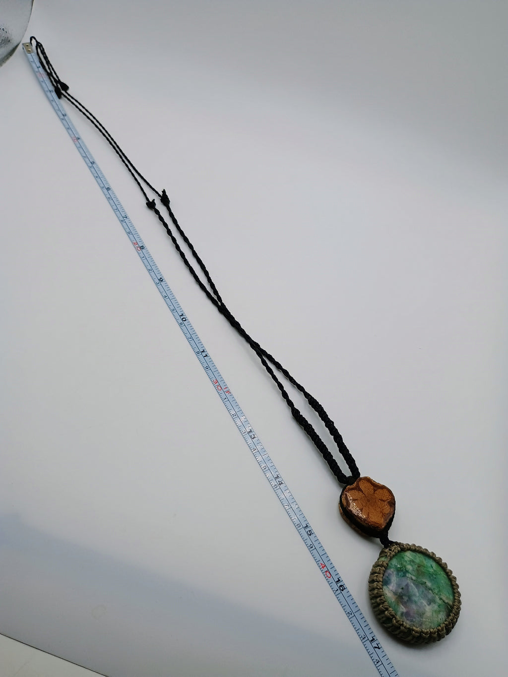 Natural Turquoise Macrame Necklace, Handmade Spiritual Amulet