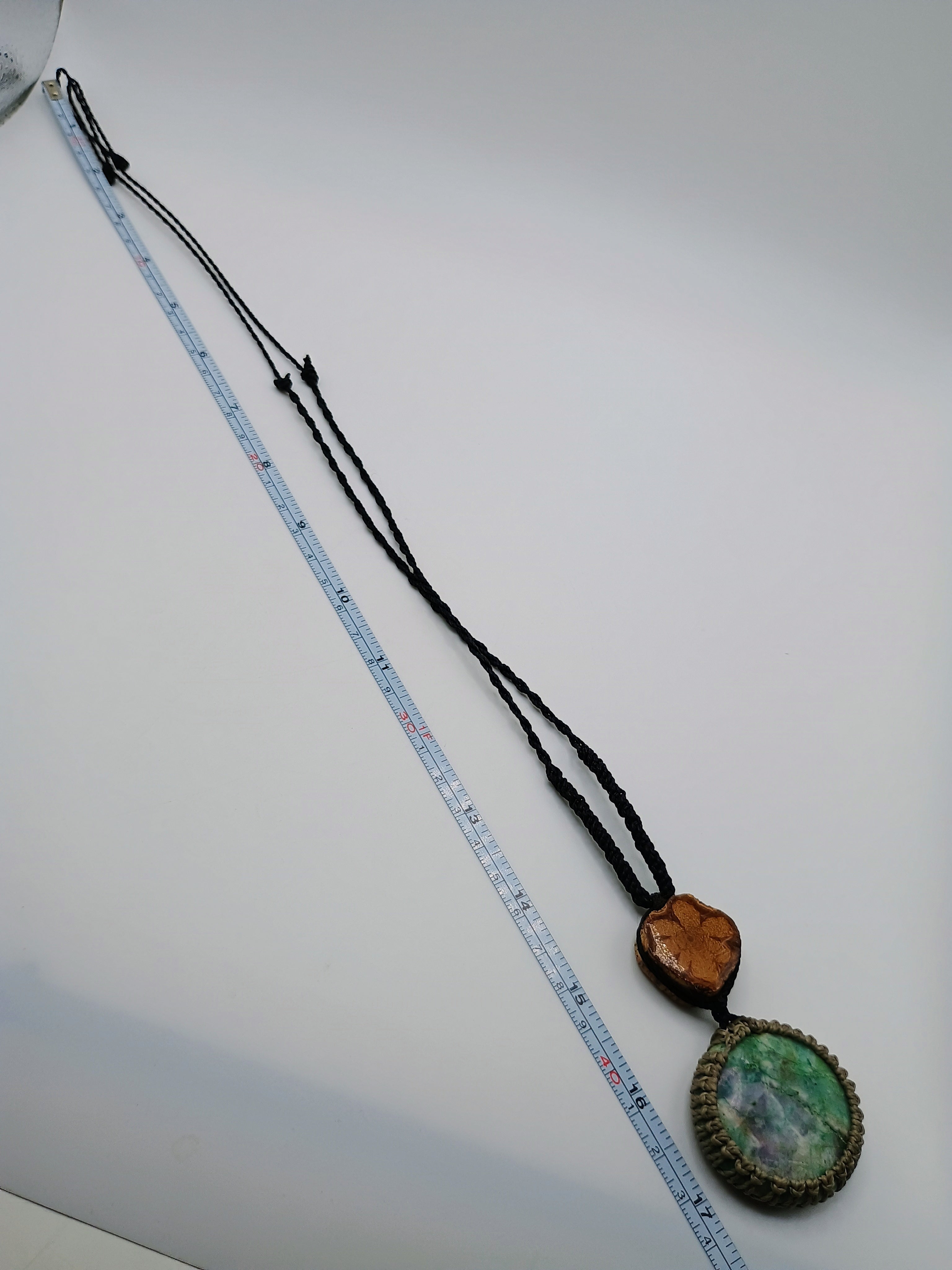 Natural Turquoise Macrame Necklace, Handmade Spiritual Amulet