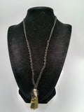 Natural Pyrite Macrame Necklace Amulet for Abundance and Protection