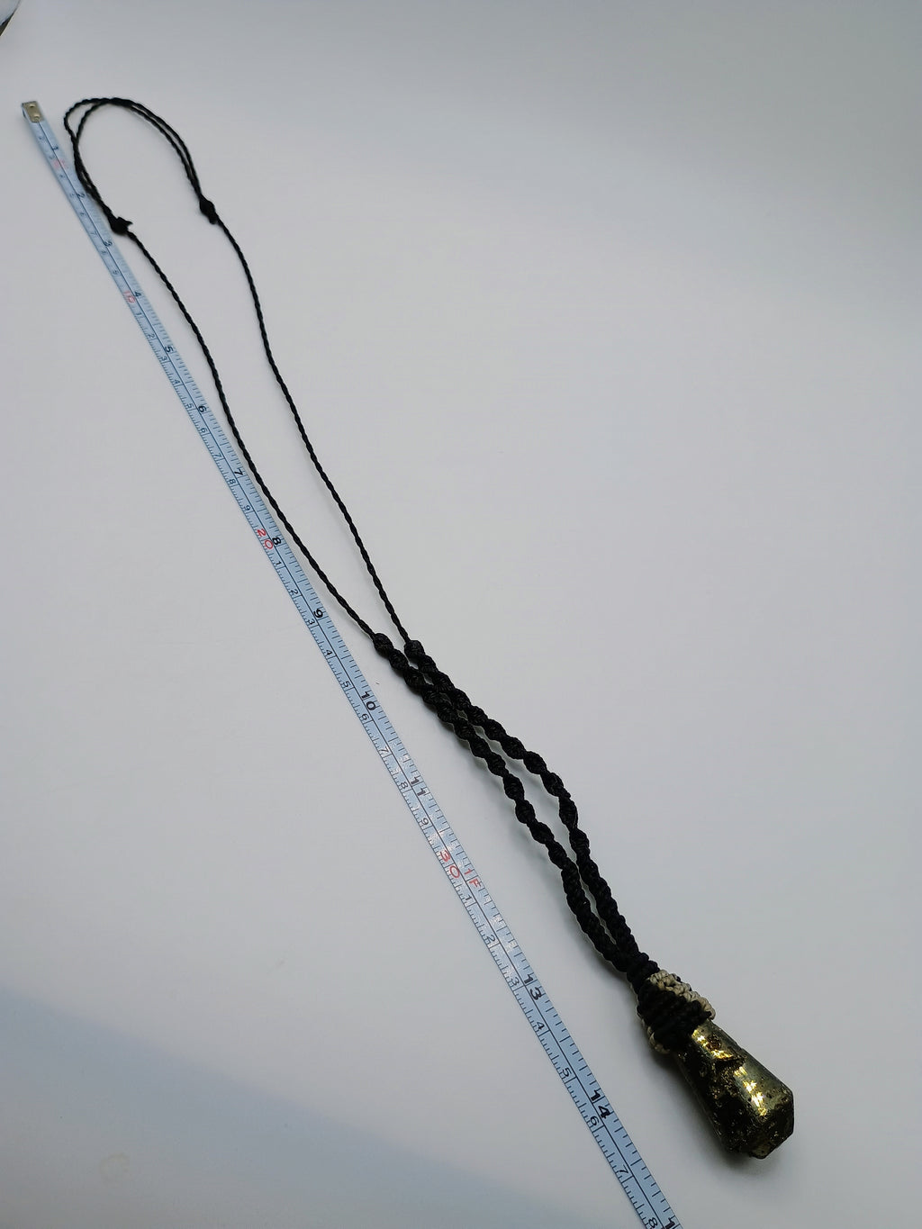 Natural Pyrite Macrame Necklace Amulet for Abundance and Protection