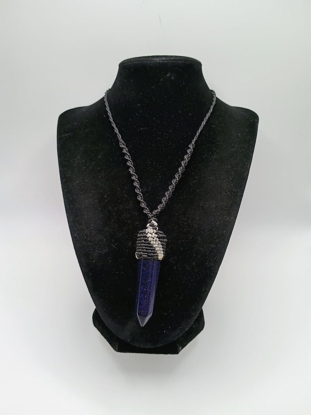 Handmade Macrame Necklace with Rainstone, Night Spiritual Amulet