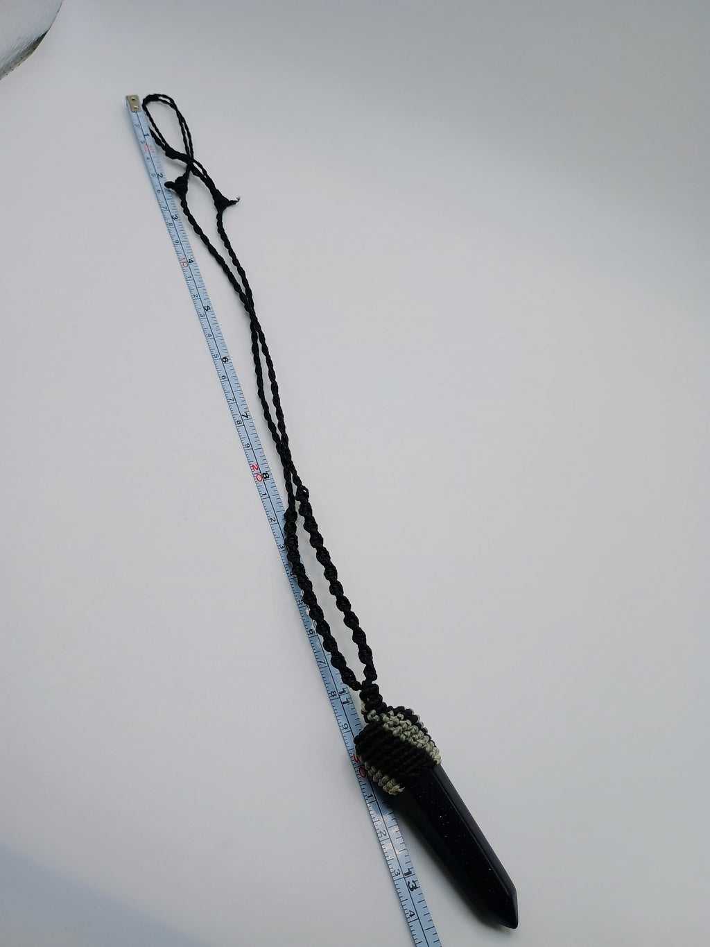 Handmade Macrame Necklace with Rainstone, Night Spiritual Amulet