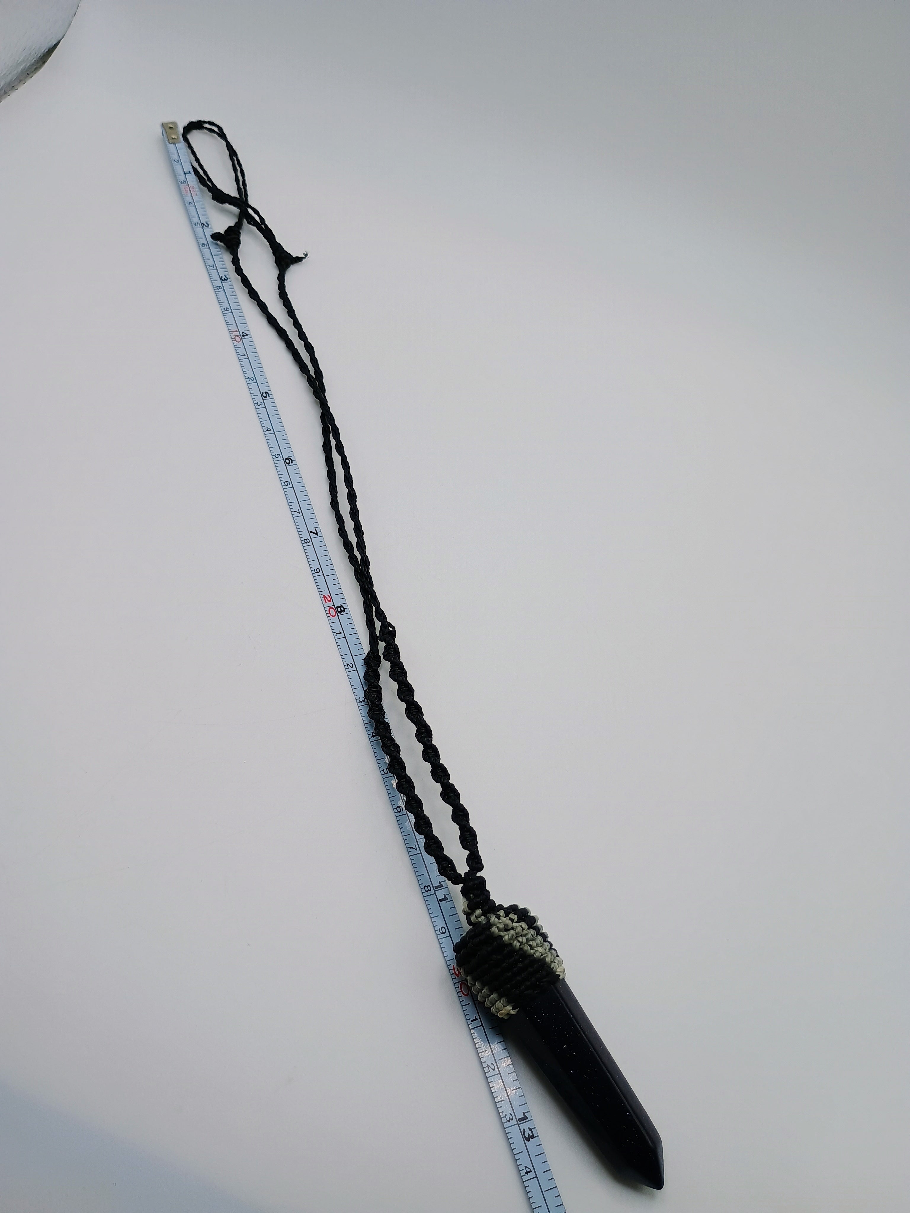 Handmade Macrame Necklace with Rainstone, Night Spiritual Amulet