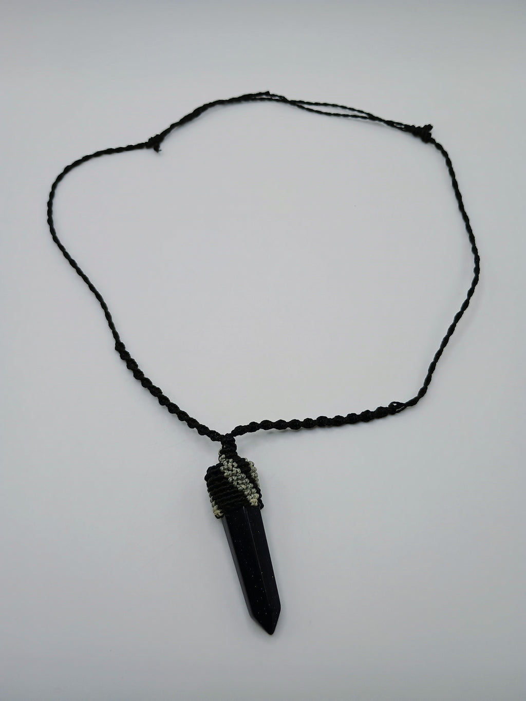 Handmade Macrame Necklace with Rainstone, Night Spiritual Amulet