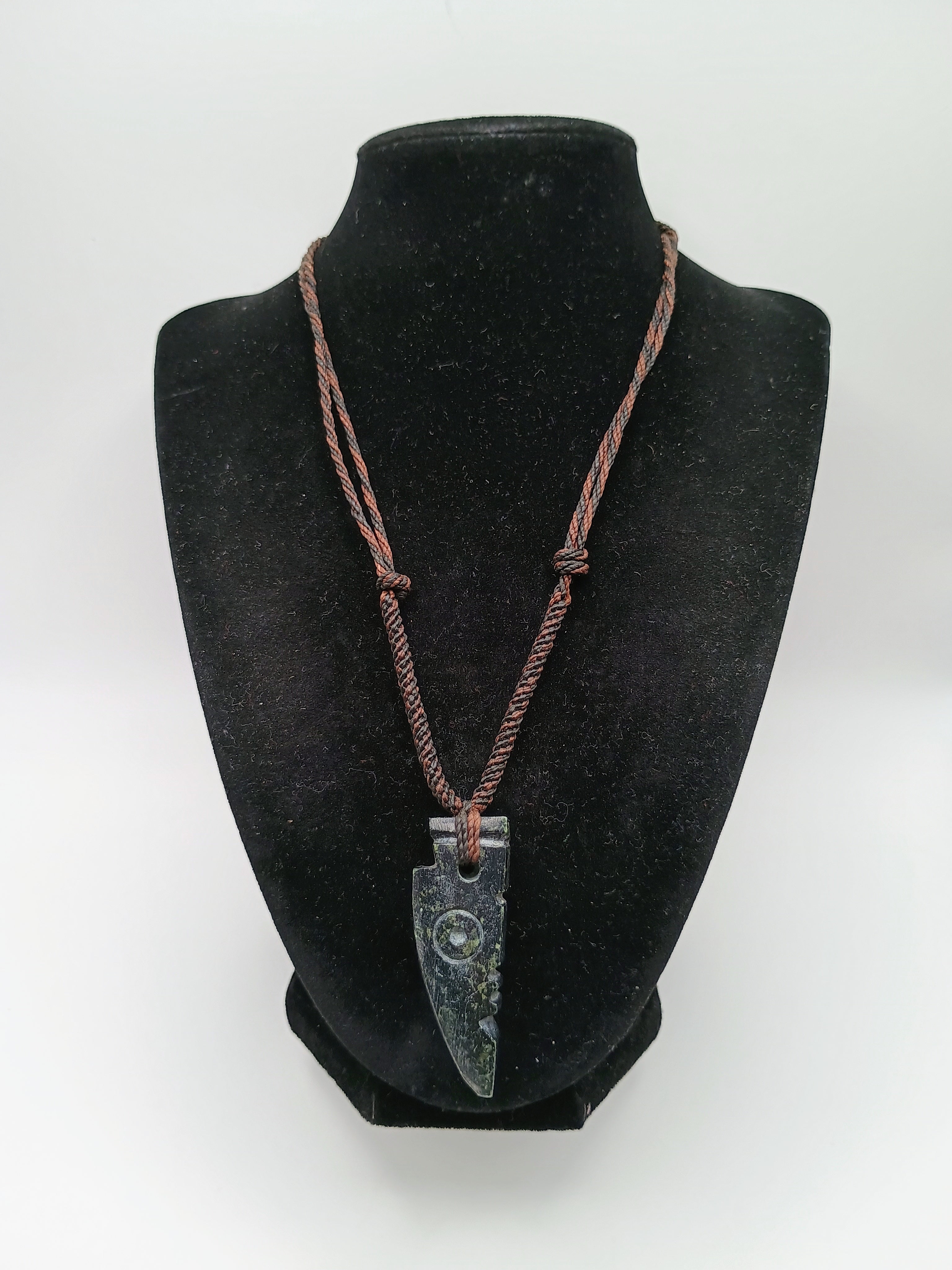 Natural Stone Carved Amulet Macrame Necklace Spiritual Protection