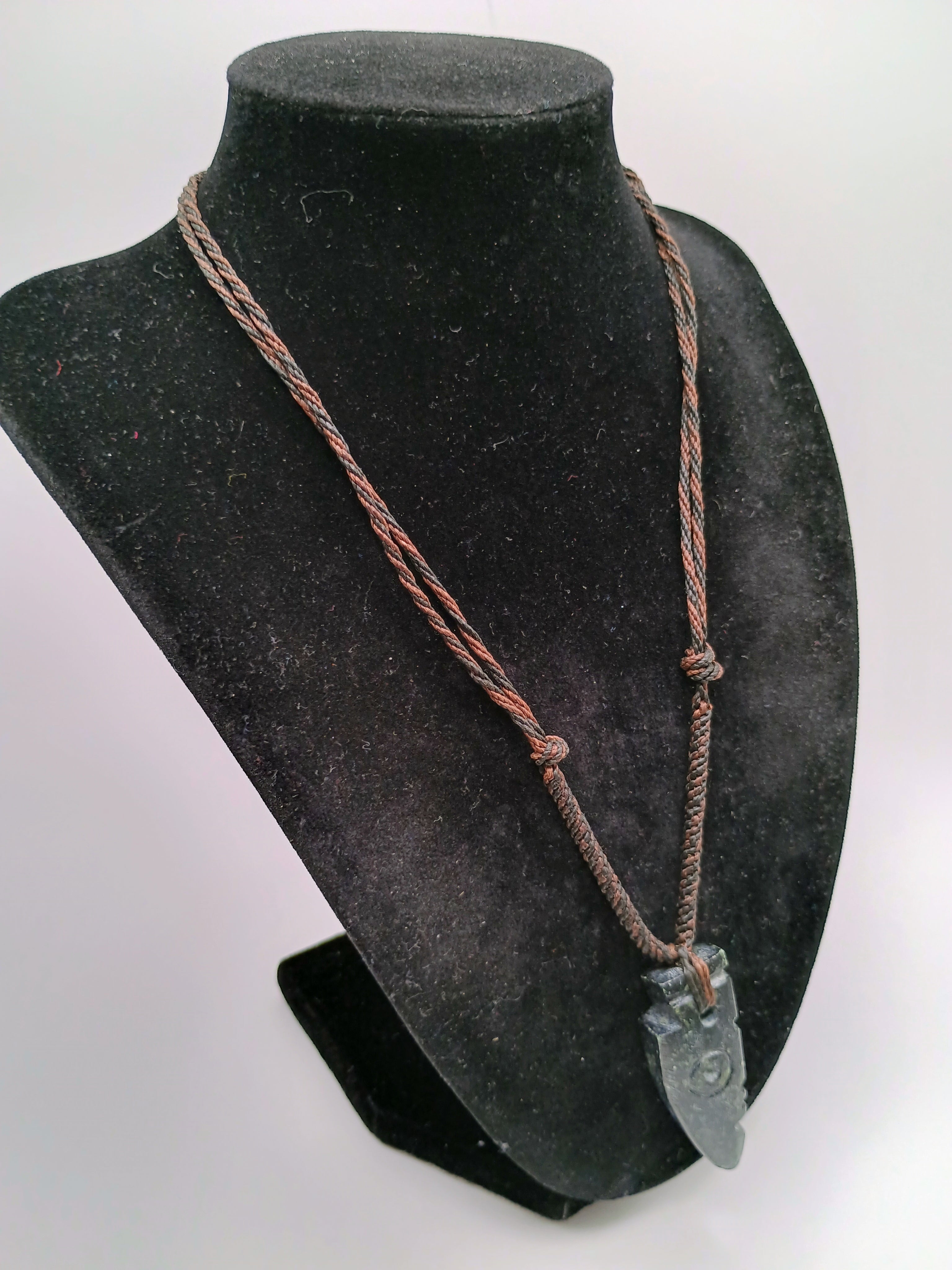 Natural Stone Carved Amulet Macrame Necklace Spiritual Protection