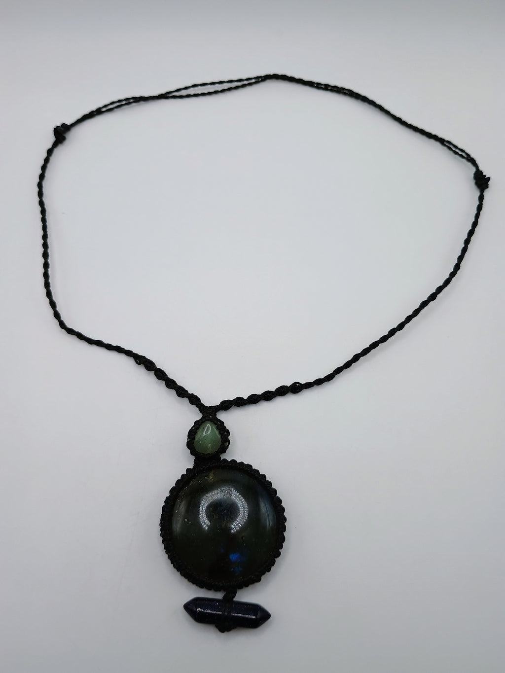 Macrame Necklace Labradorite Night Drops Spiritual Amulet
