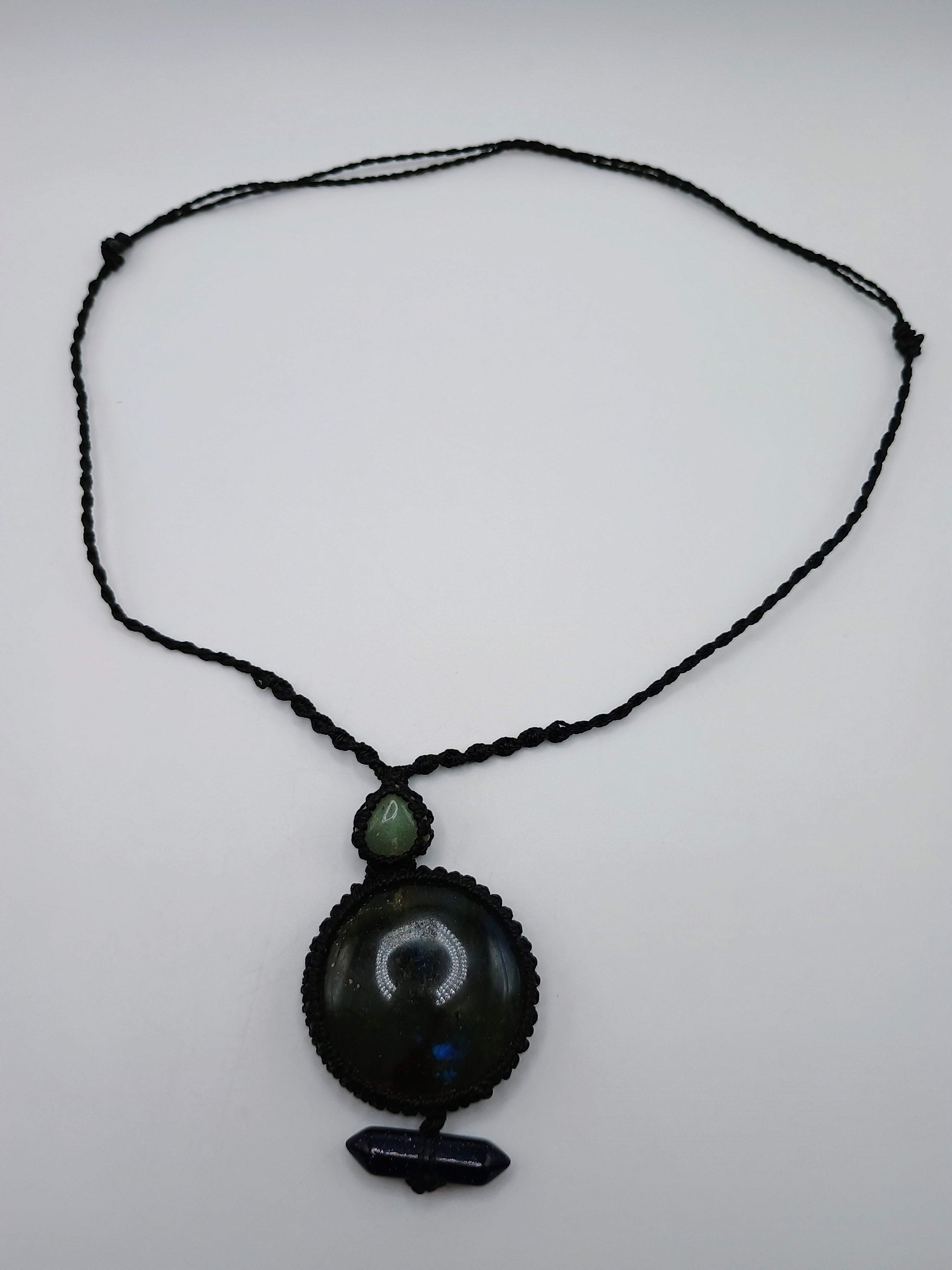 Macrame Necklace Labradorite Night Drops Spiritual Amulet