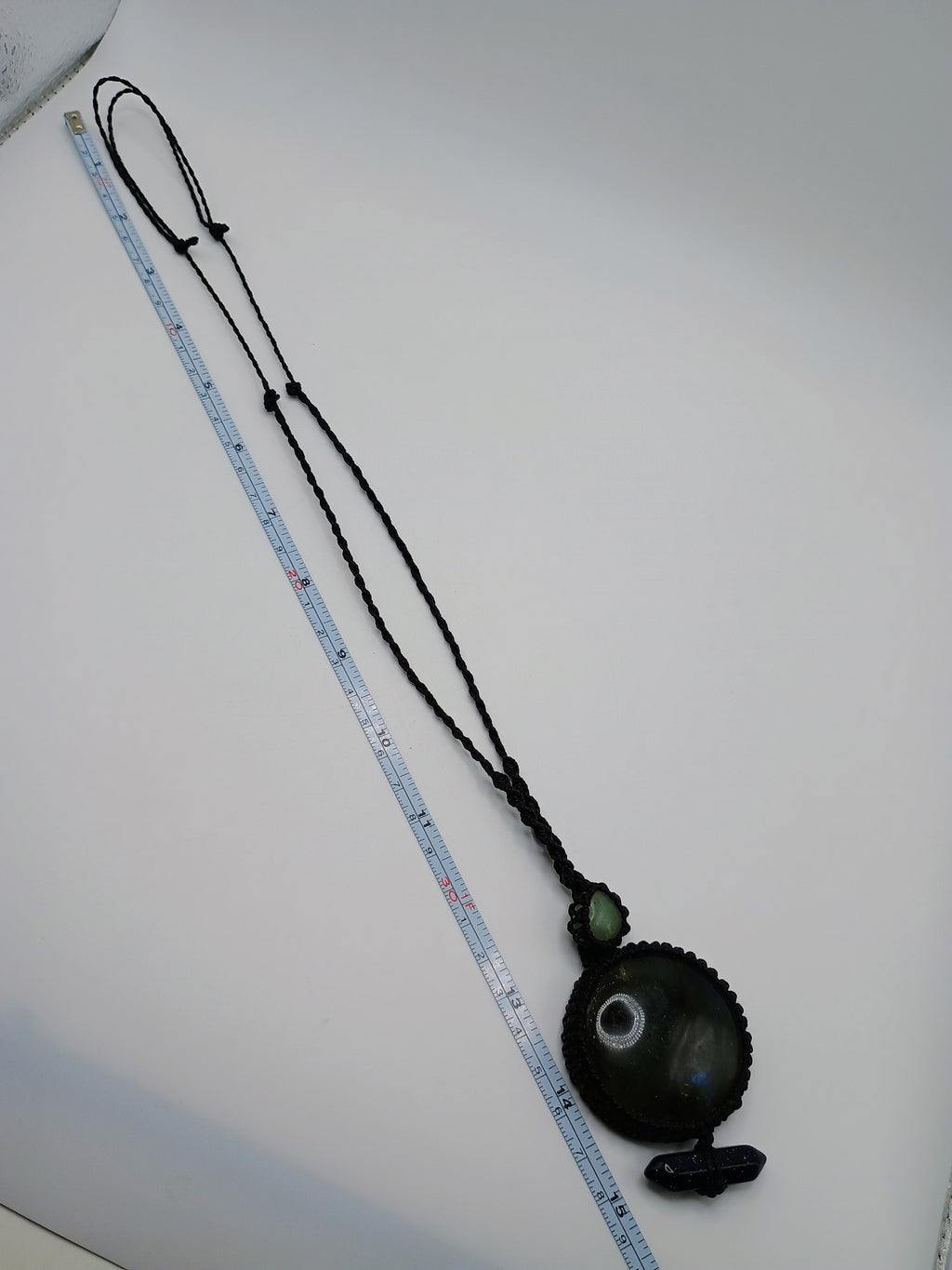 Macrame Necklace Labradorite Night Drops Spiritual Amulet