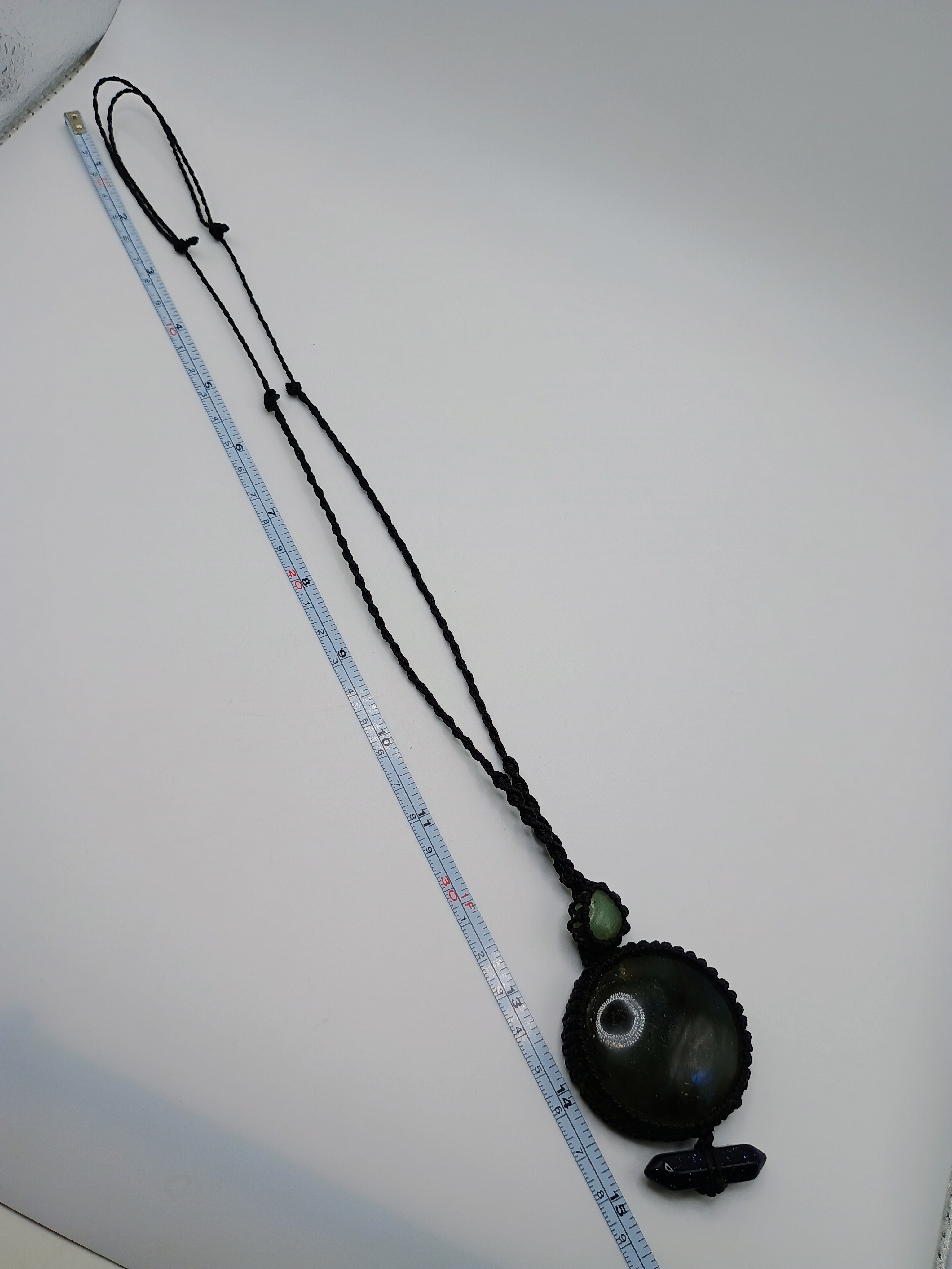 Macrame Necklace Labradorite Night Drops Spiritual Amulet
