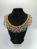 Handmade Geometric Beaded Necklace, Multicolor Choker
