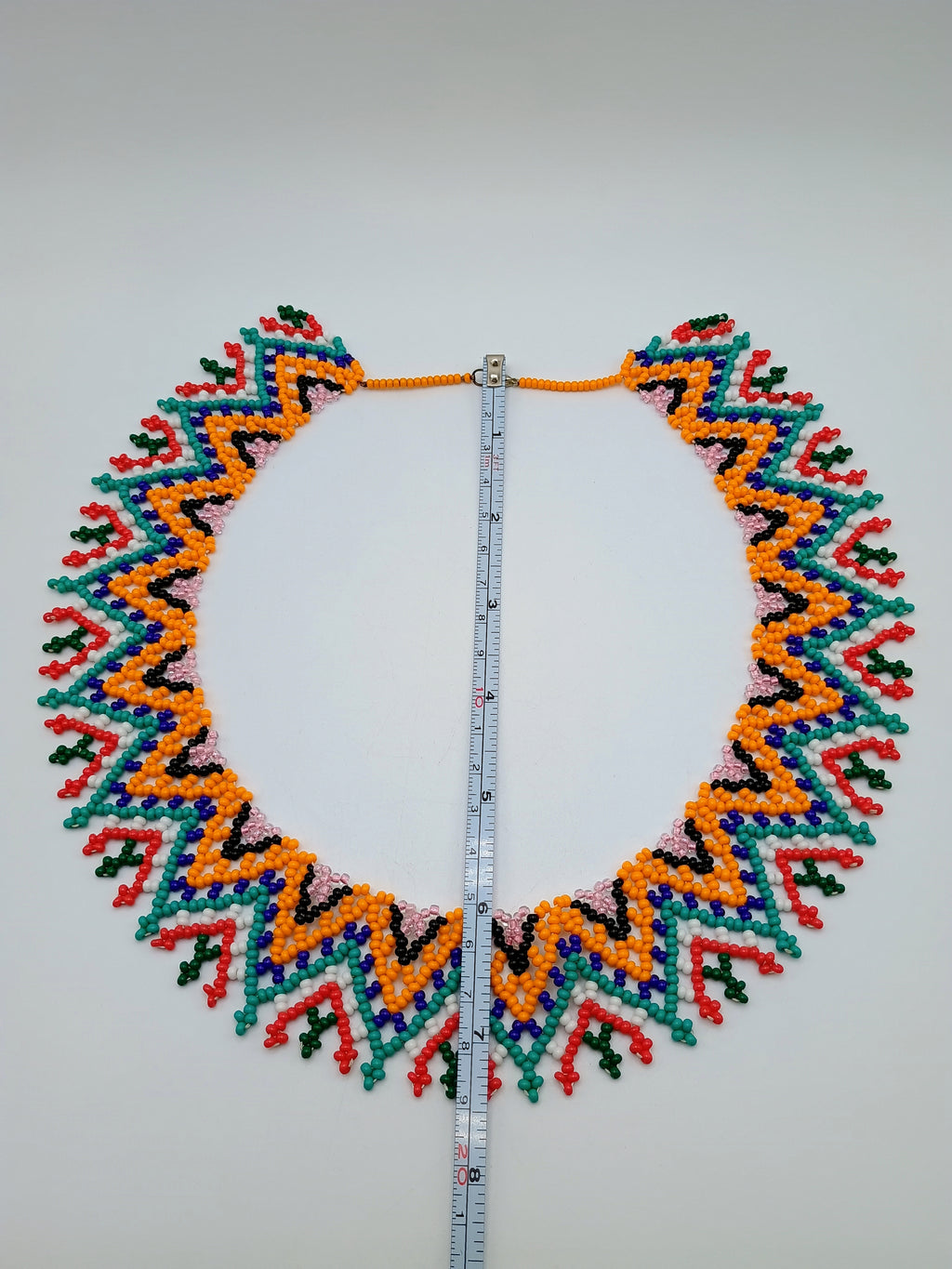 Handmade Geometric Beaded Necklace, Multicolor Choker