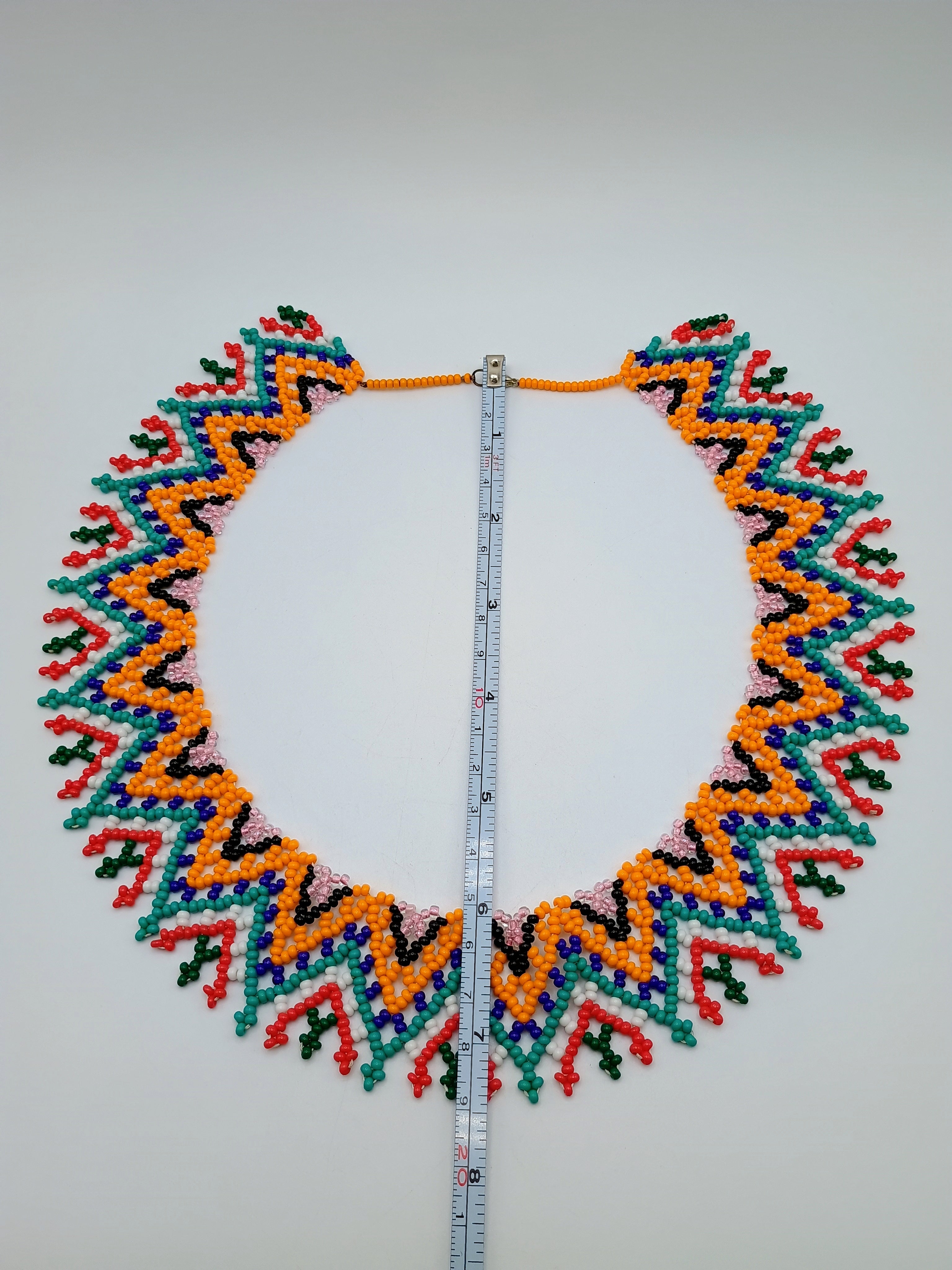 Handmade Geometric Beaded Necklace, Multicolor Choker