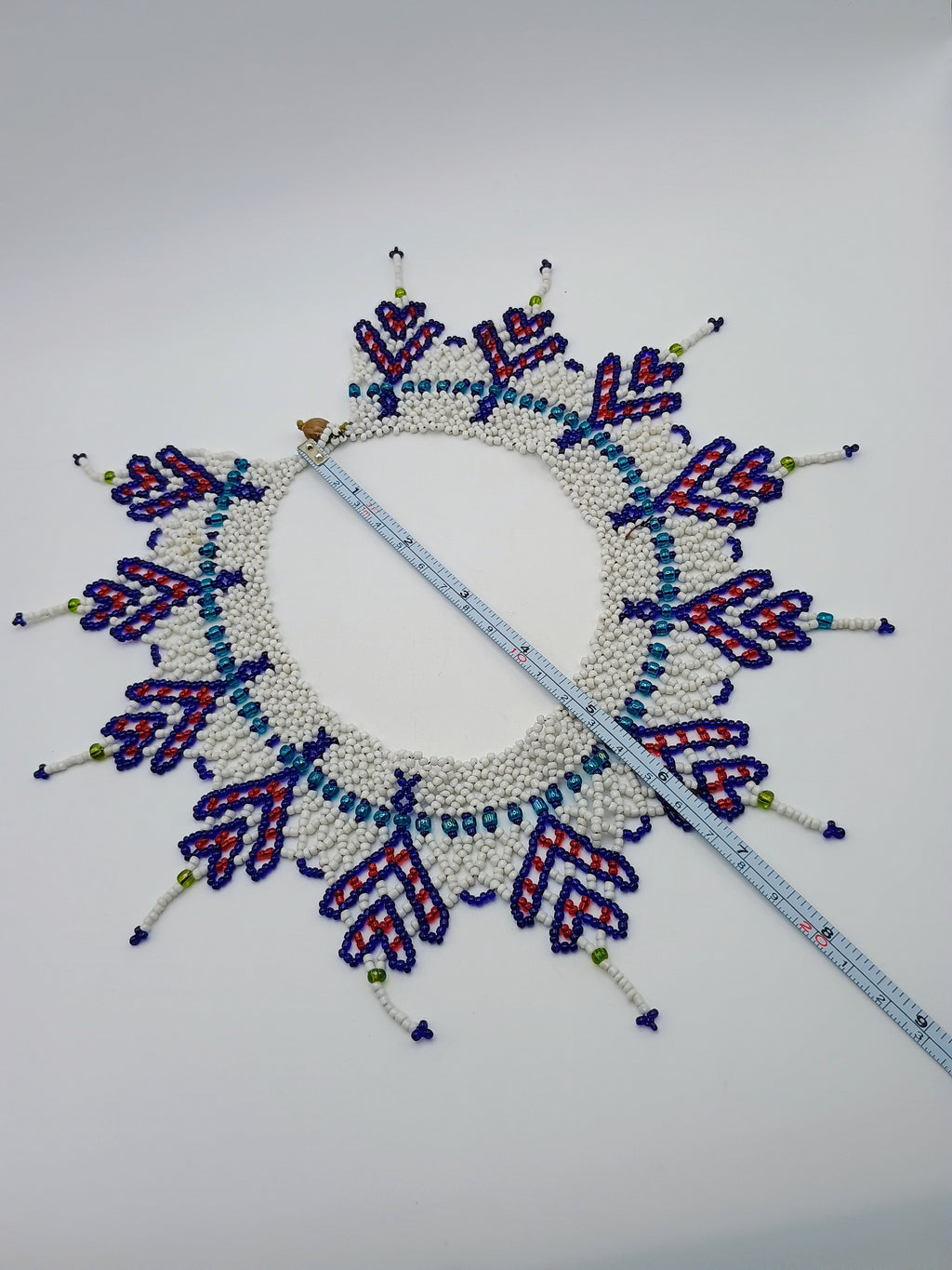 Handmade Beaded Choker Necklace with Multicolor Geometric Design
