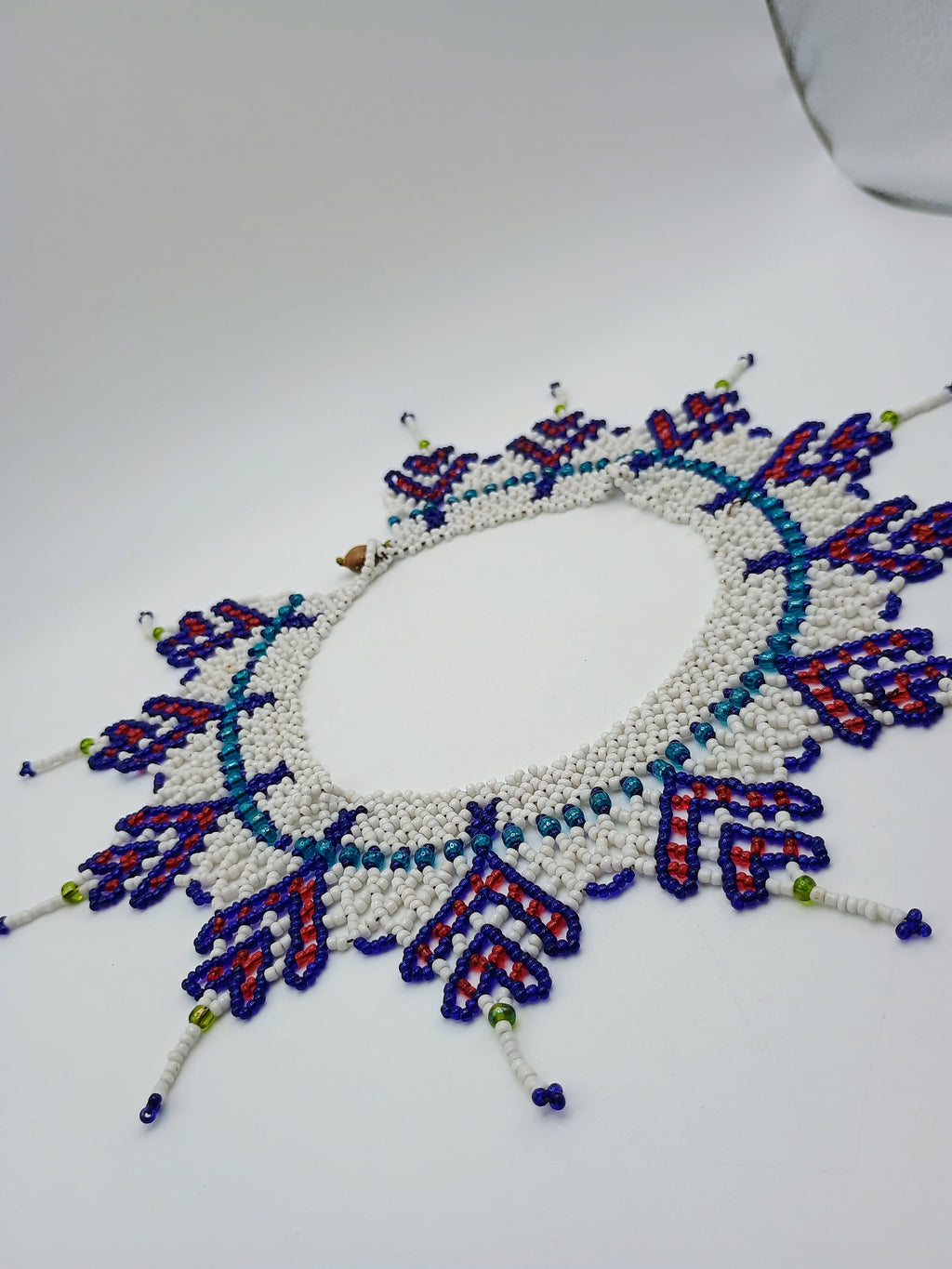 Handmade Beaded Choker Necklace with Multicolor Geometric Design