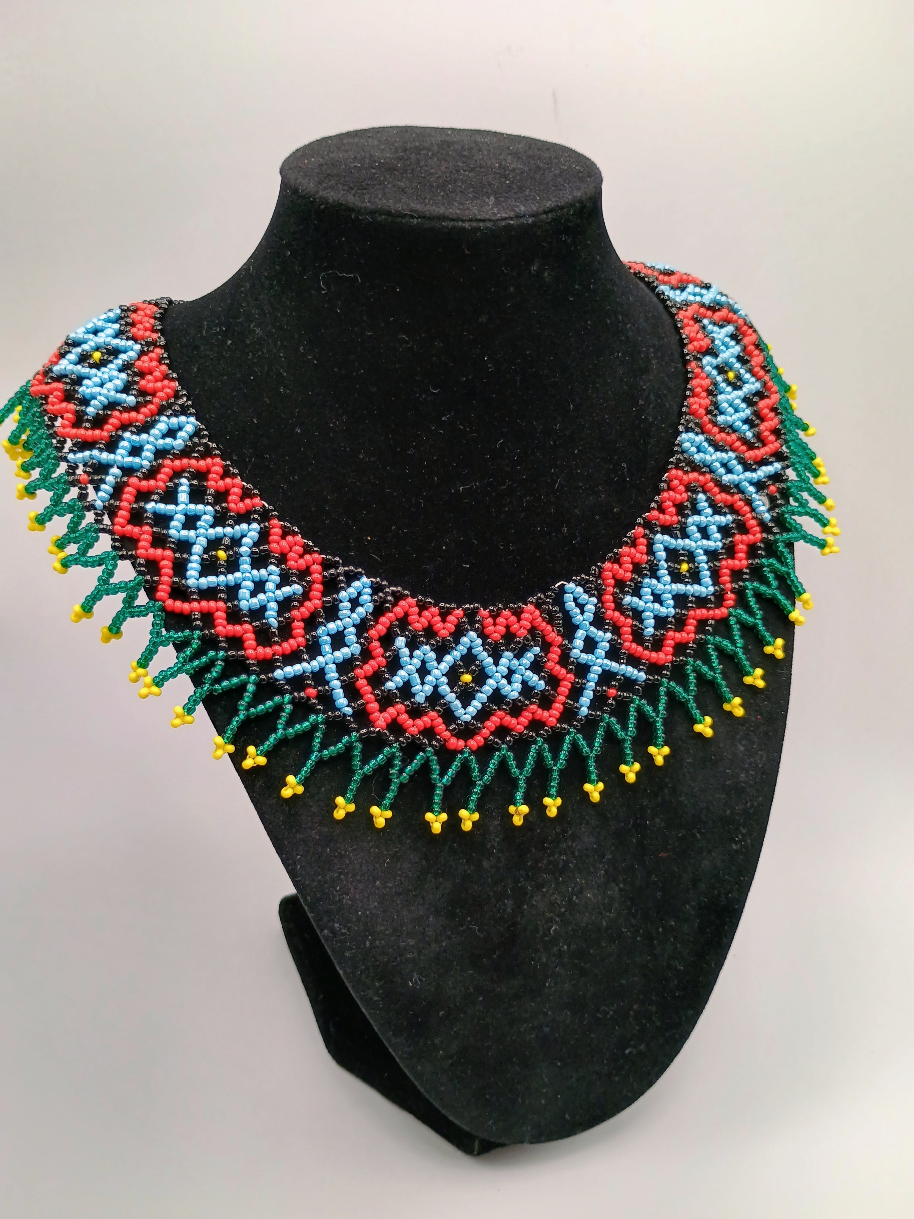 Hand-woven Beaded Breastplate Necklace, Multicolor Choker