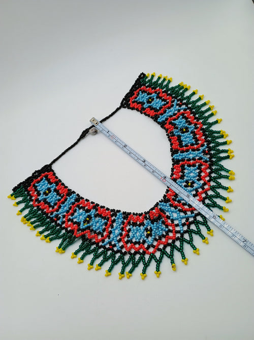 Hand-woven Beaded Breastplate Necklace, Multicolor Choker