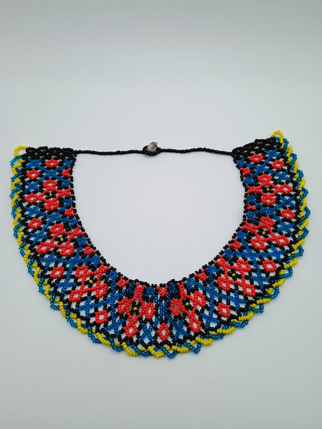 Handwoven Beaded Necklace, Multicolor Choker with Geometric Patterns