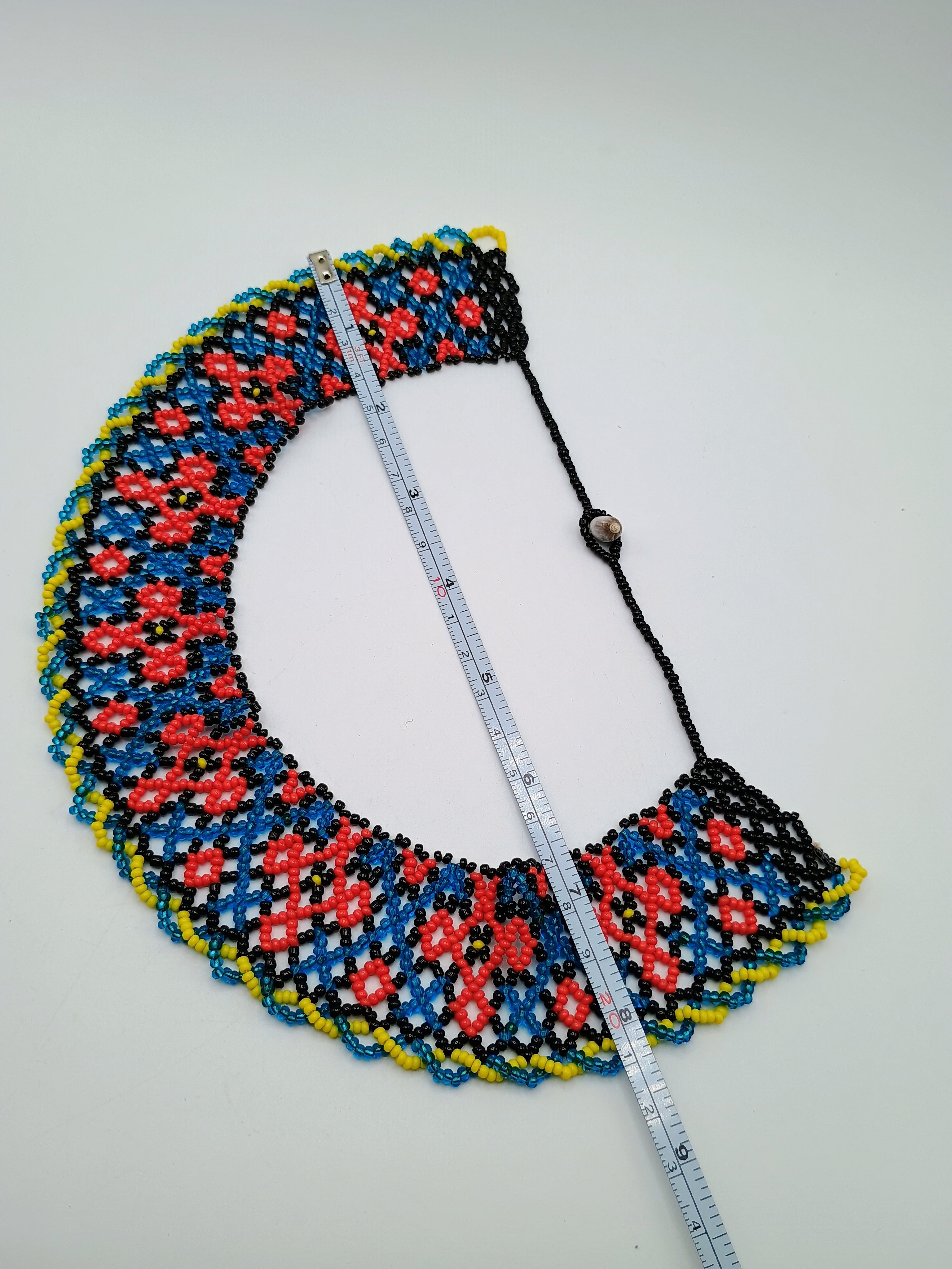 Handwoven Beaded Necklace, Multicolor Choker with Geometric Patterns