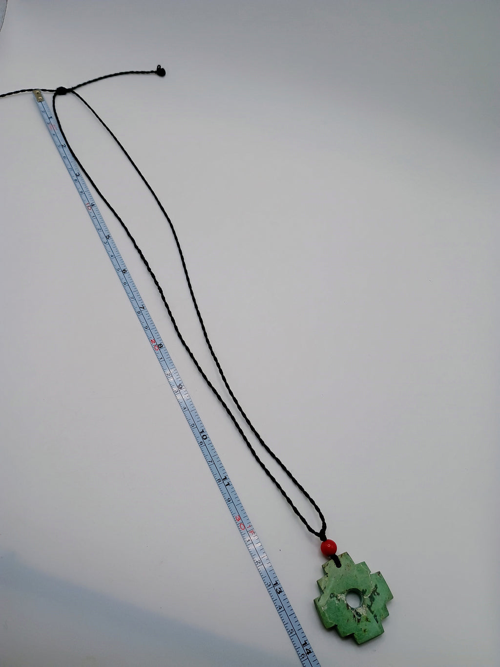 Chakana Inca Necklace with Natural Stone, Woven Andean Cross, Macrame