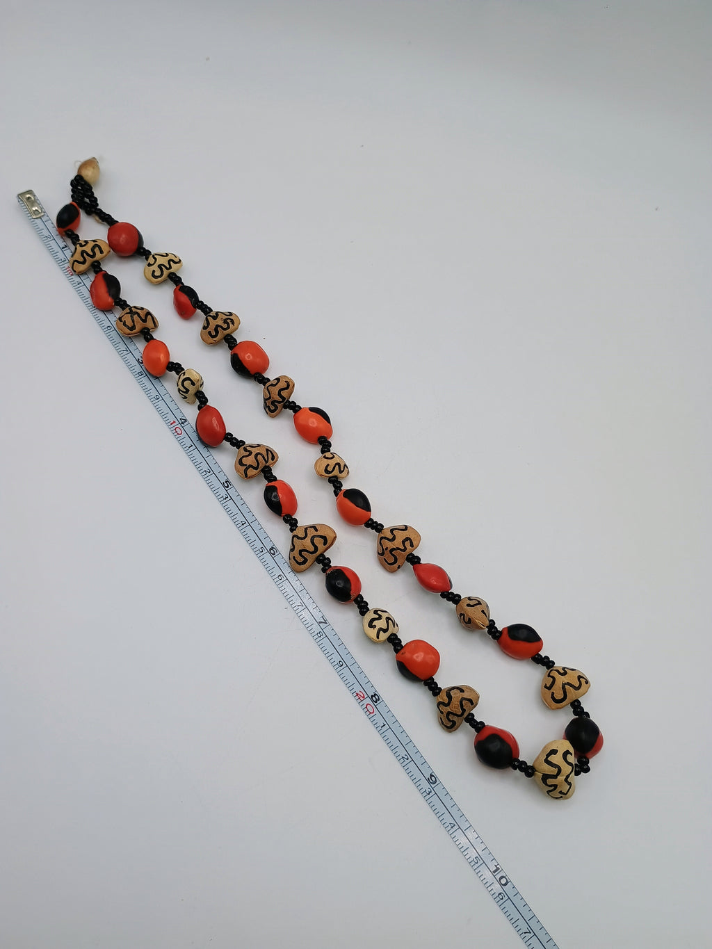 Handmade Natural Huayruro Seed Necklace, Macrame Artisan, Protection, Good Luck