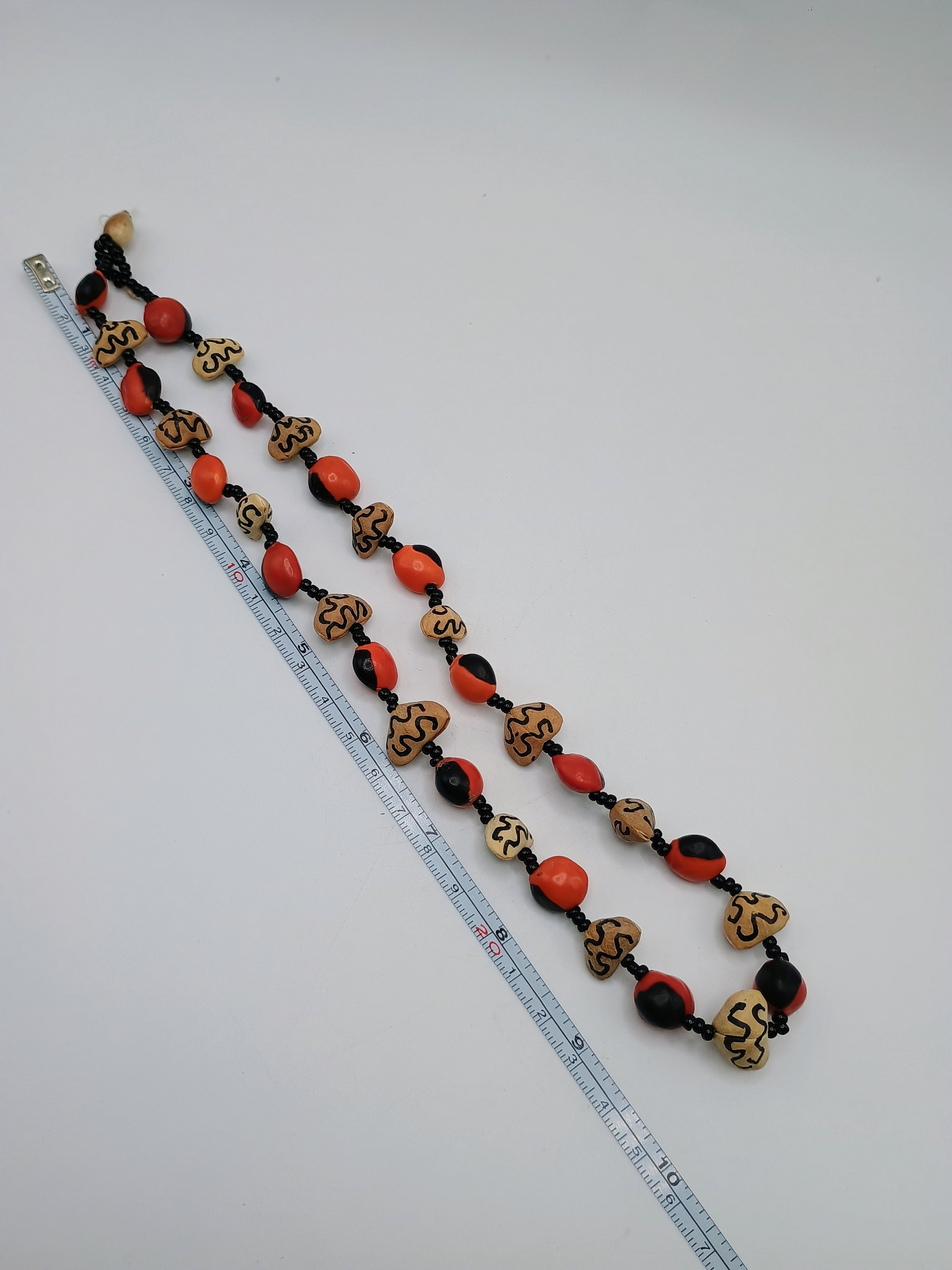 Handmade Natural Huayruro Seed Necklace, Macrame Artisan, Protection, Good Luck