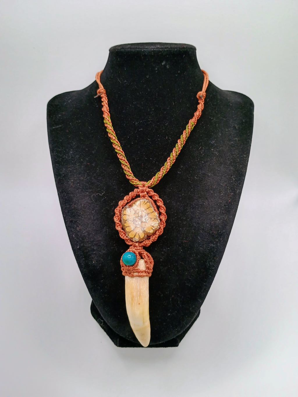 Handmade Macrame Necklace with Sea Lion Tooth - Shaman