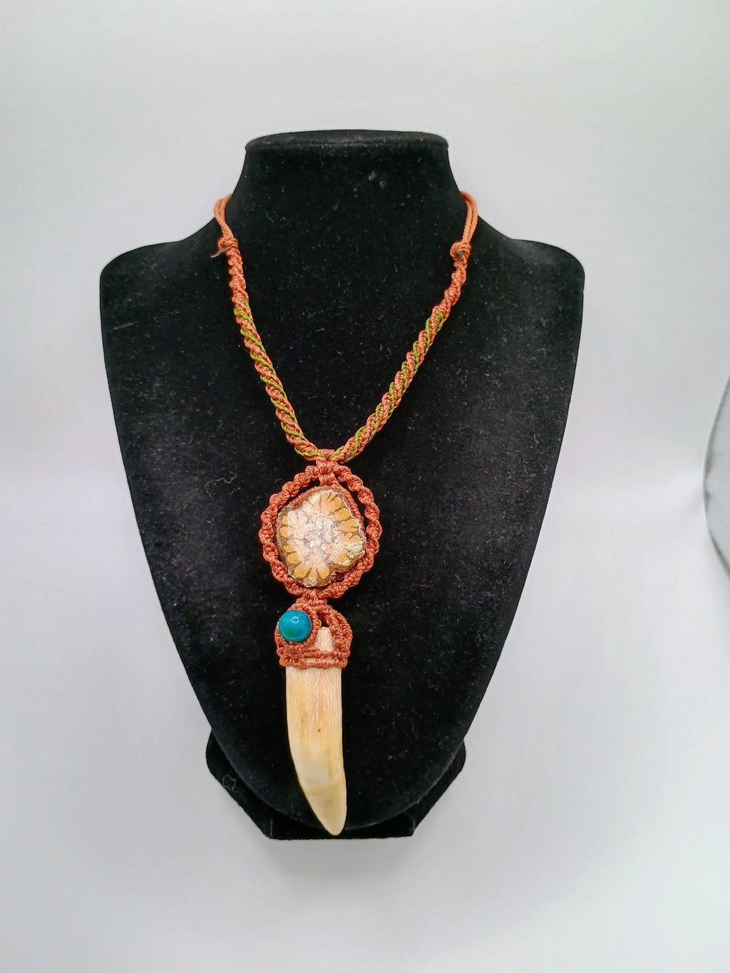 Handmade Macrame Necklace with Sea Lion Tooth - Shaman
