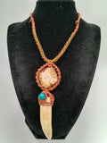 Handmade Macrame Necklace with Sea Lion Tooth - Shaman