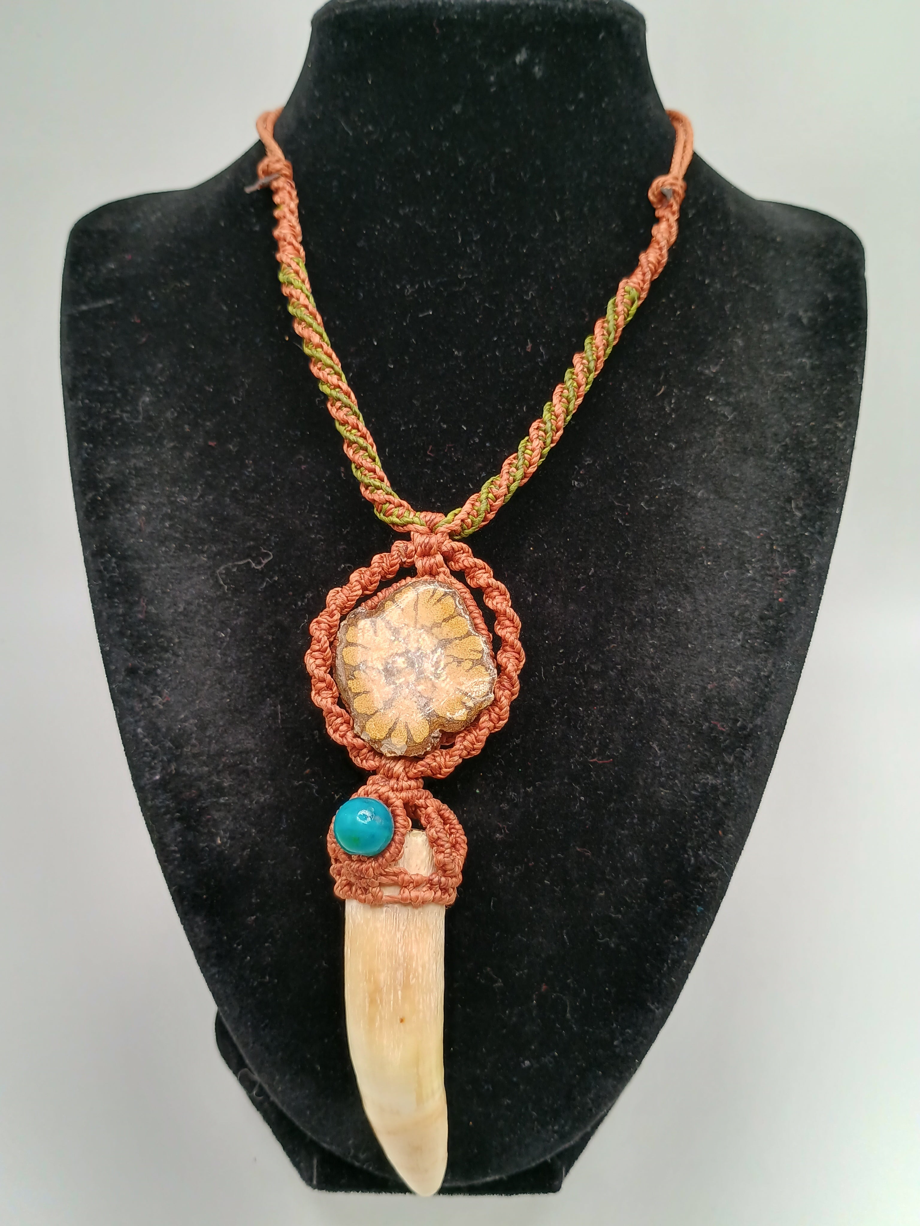 Handmade Macrame Necklace with Sea Lion Tooth - Shaman