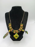 Macrame Necklace Hand Woven Chakana Natural Stone Amulet