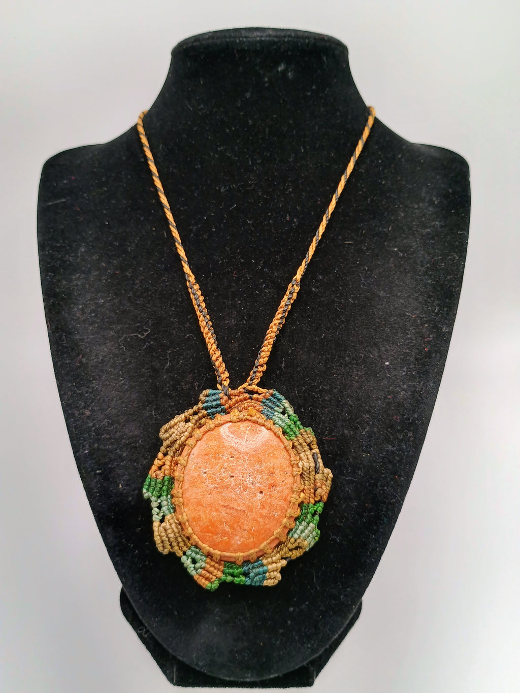 Handmade Macrame Necklace with Natural Stone, Spiritual Amulet