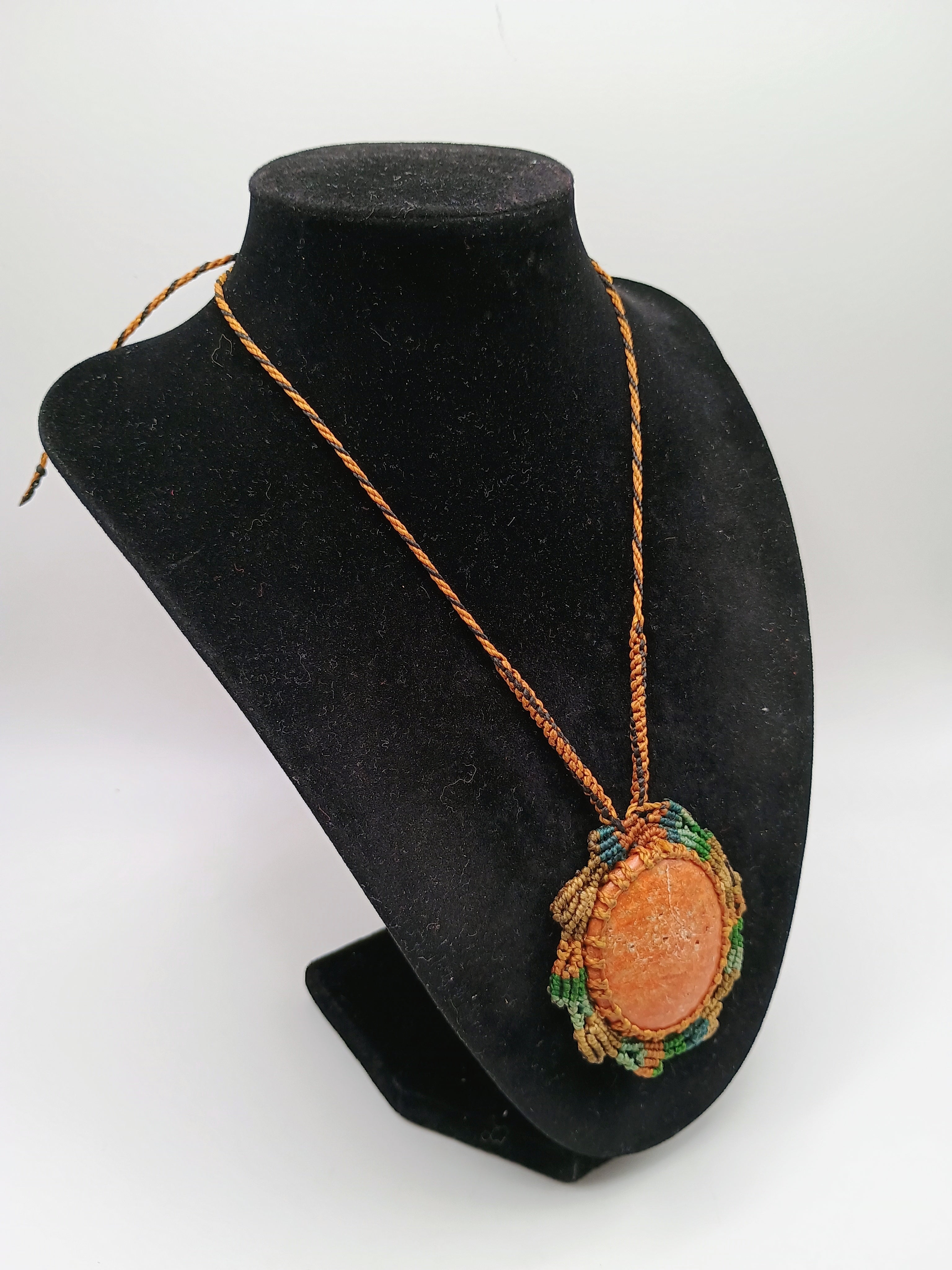 Handmade Macrame Necklace with Natural Stone, Spiritual Amulet