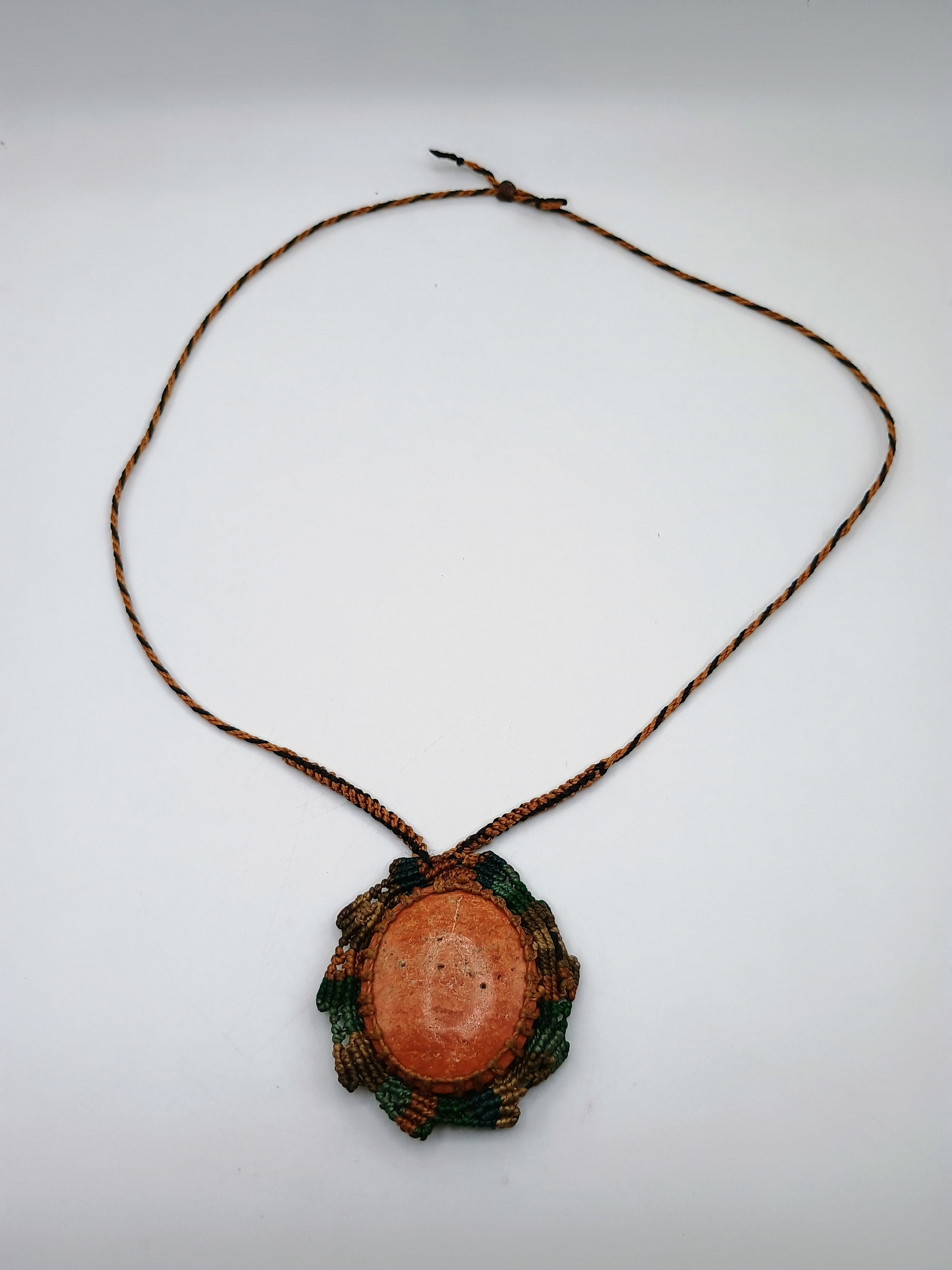 Handmade Macrame Necklace with Natural Stone, Spiritual Amulet