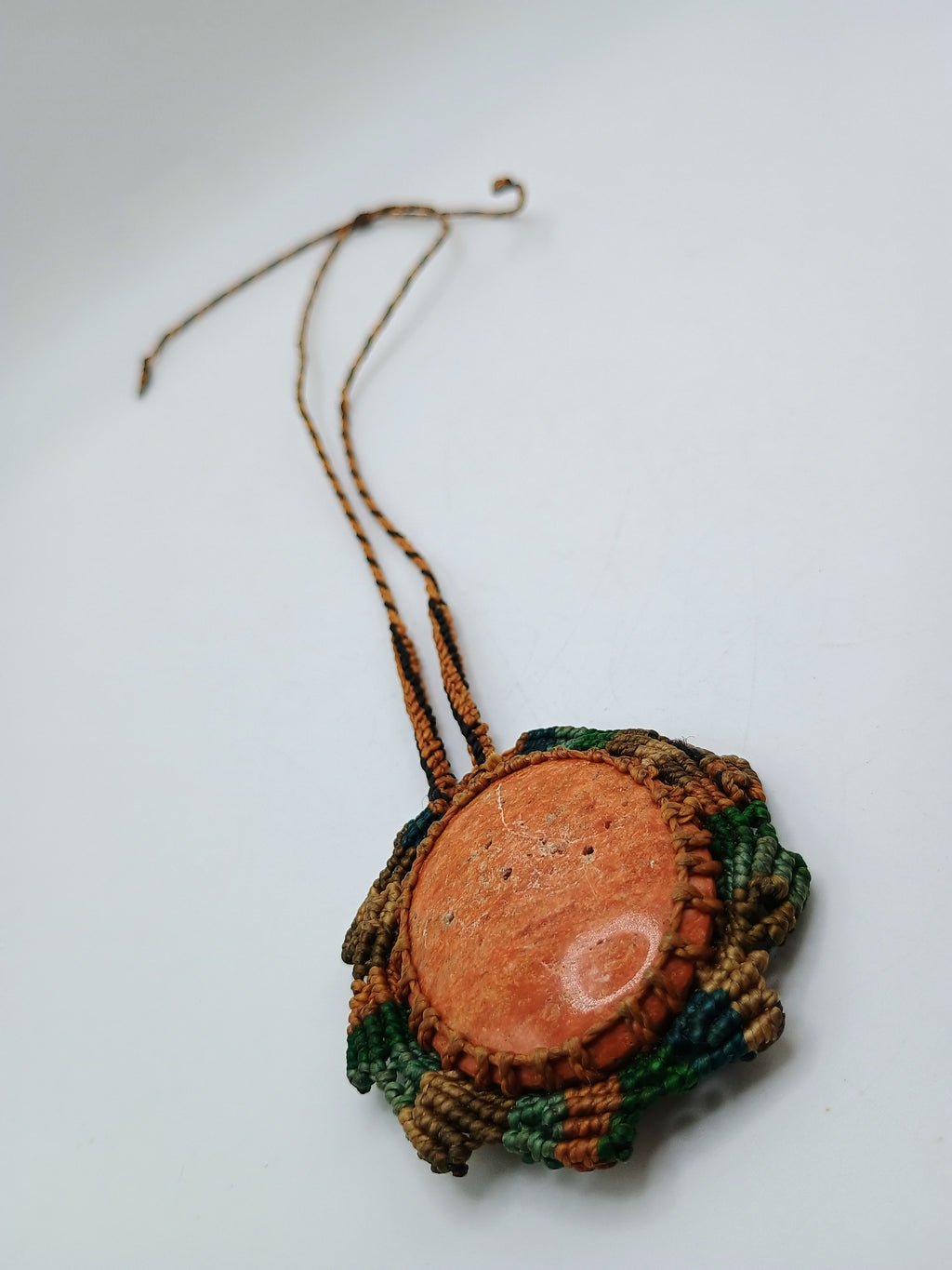 Handmade Macrame Necklace with Natural Stone, Spiritual Amulet