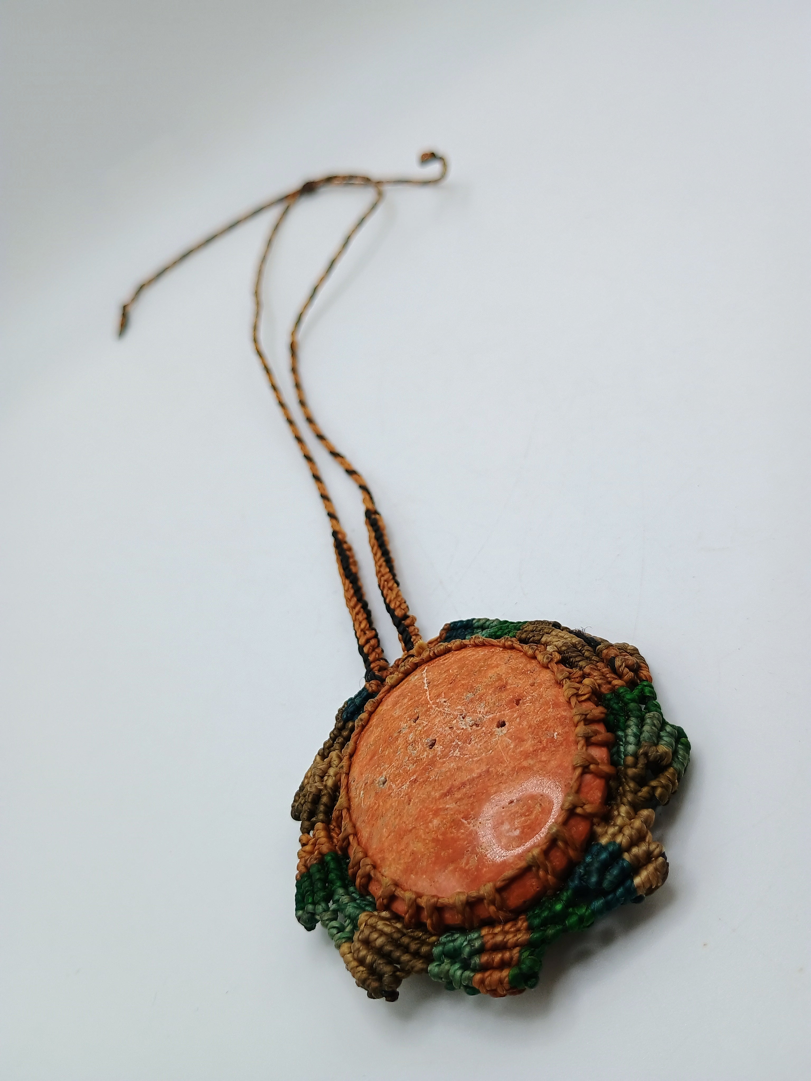 Handmade Macrame Necklace with Natural Stone, Spiritual Amulet