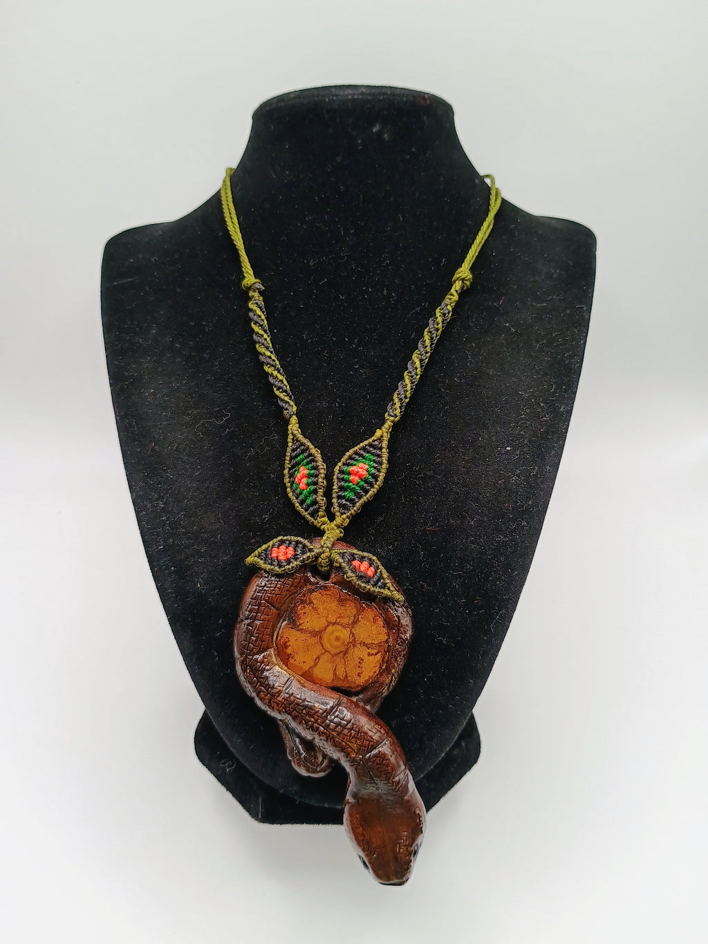 Sacred Snake Necklace Chonta Wood Amazon Rainforest