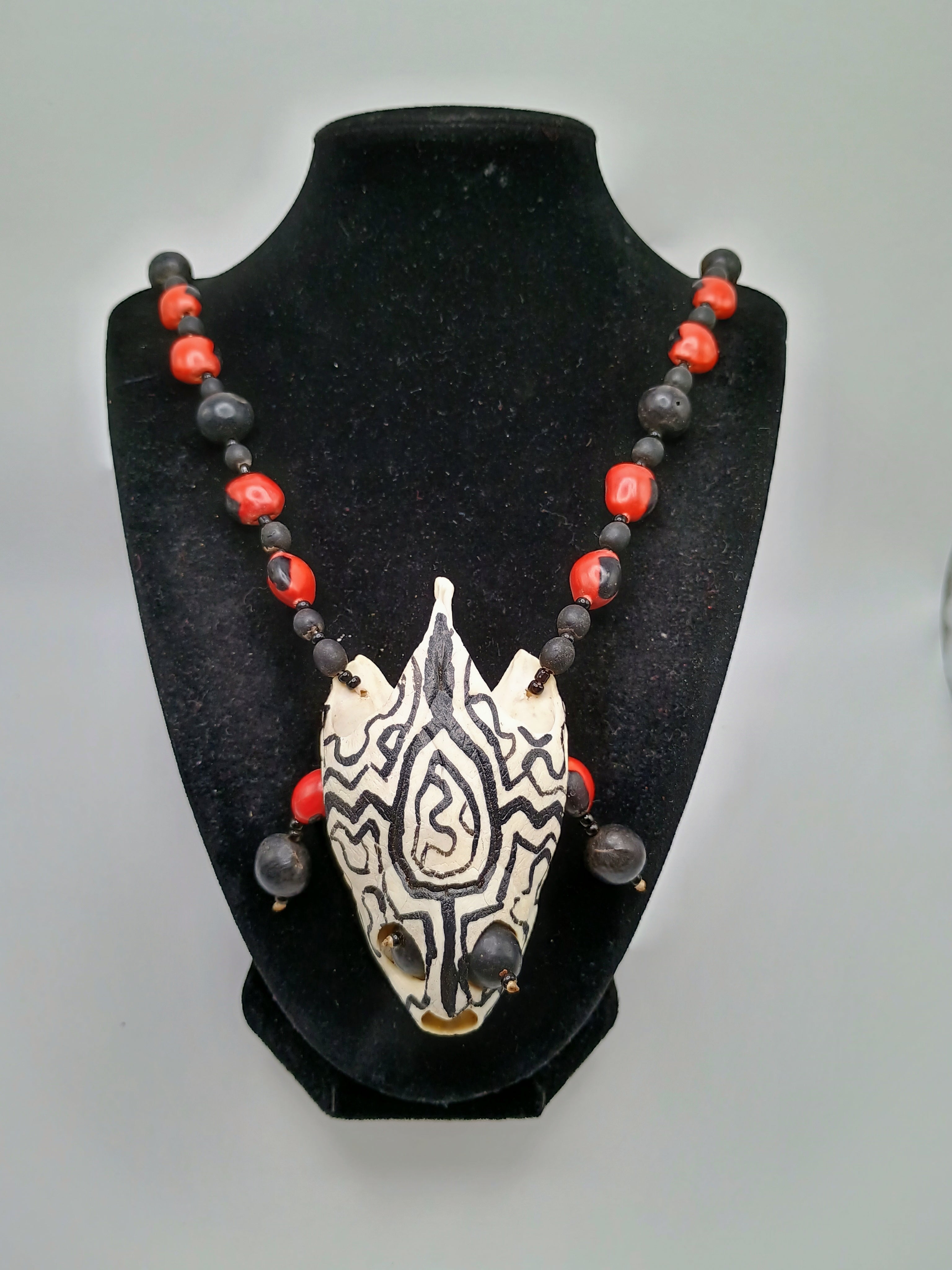 Shaman Amulet Necklace Turtle Head Huayruro Seeds