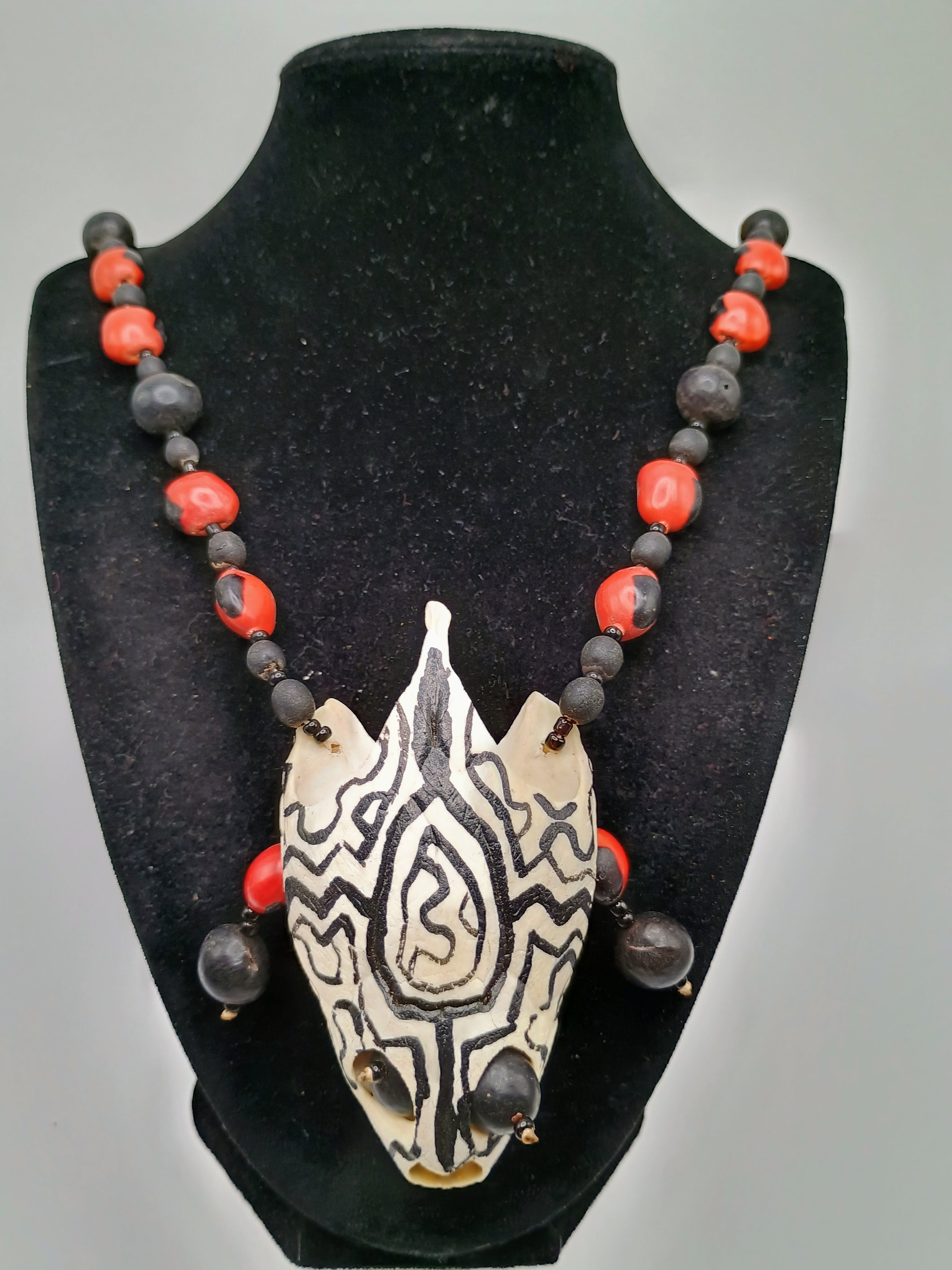 Shaman Amulet Necklace Turtle Head Huayruro Seeds