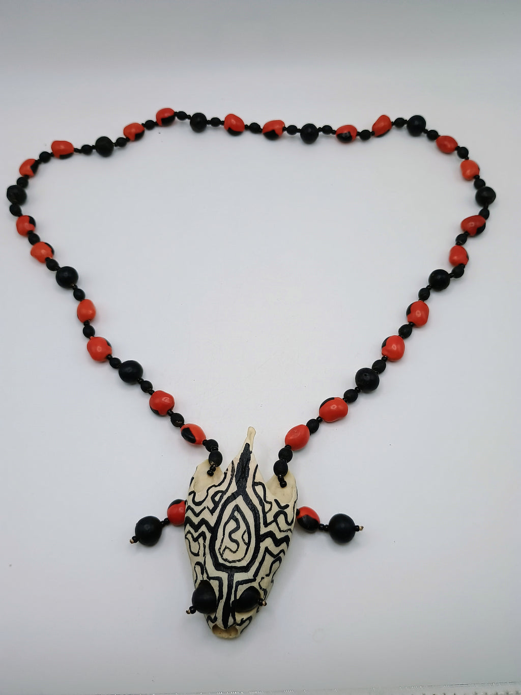 Shaman Amulet Necklace Turtle Head Huayruro Seeds