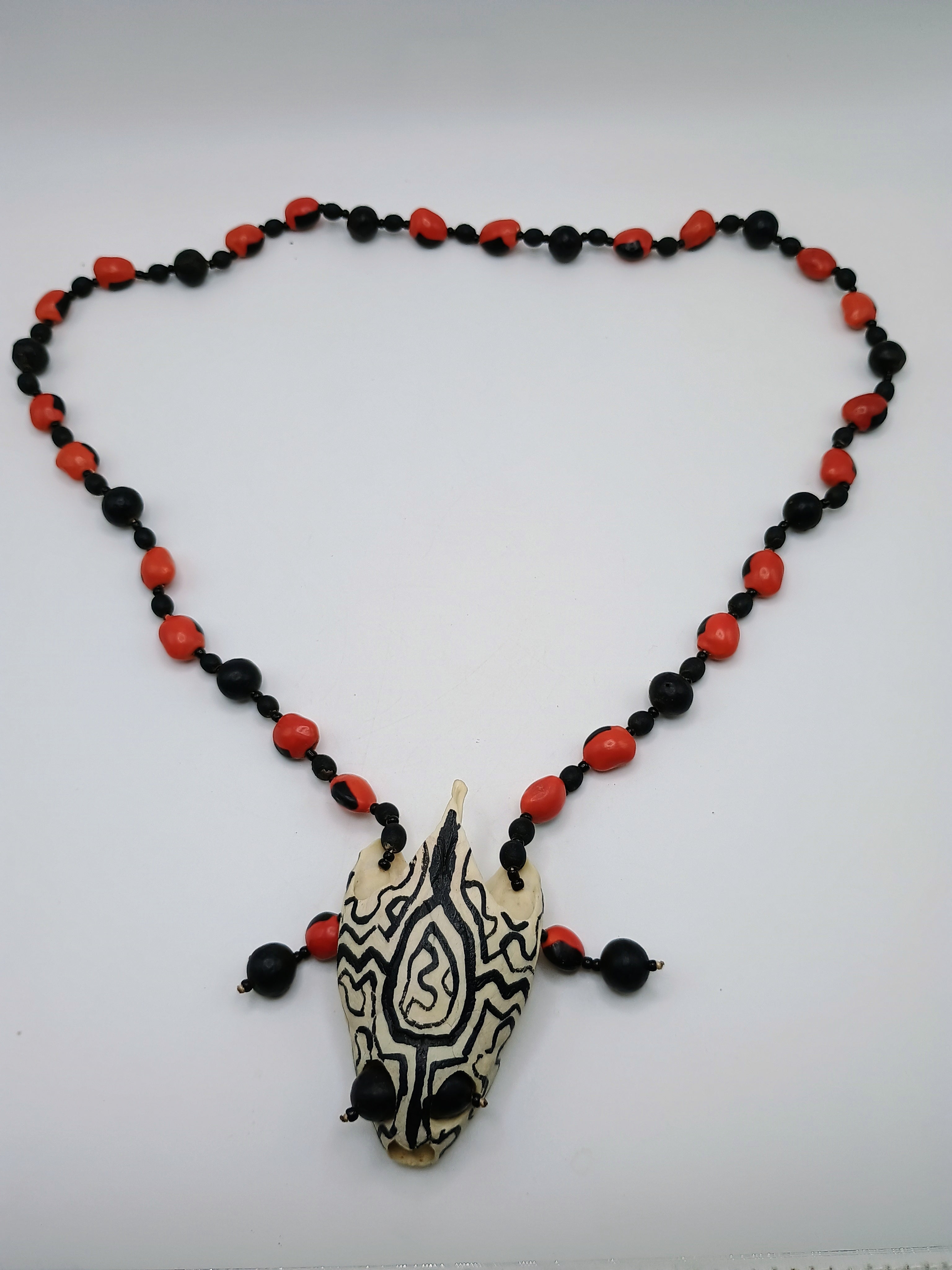 Shaman Amulet Necklace Turtle Head Huayruro Seeds