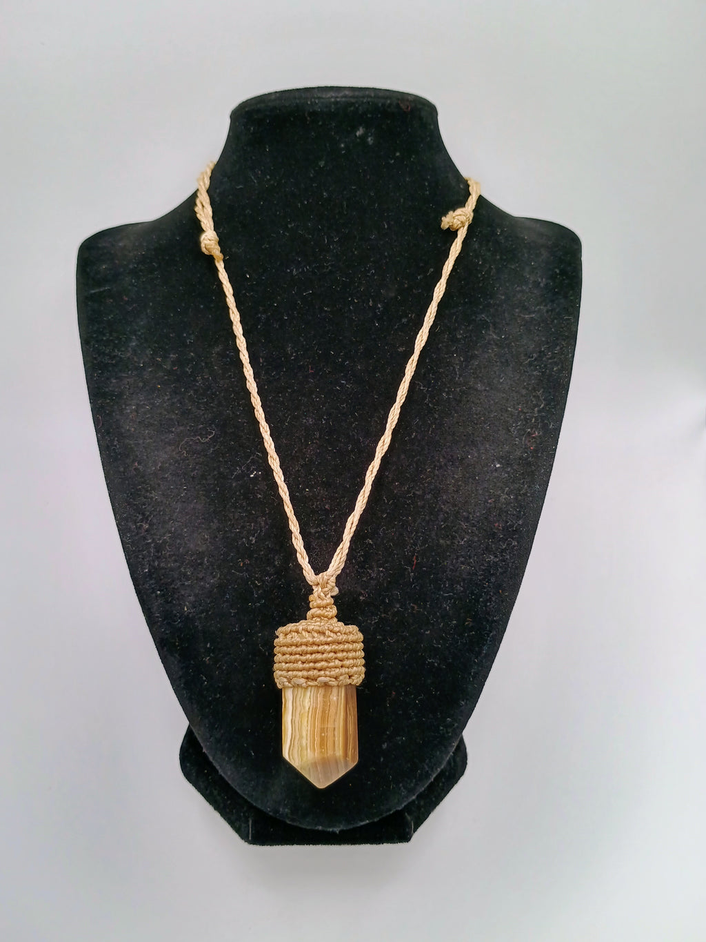 Handmade Macrame Necklace with Natural Stone