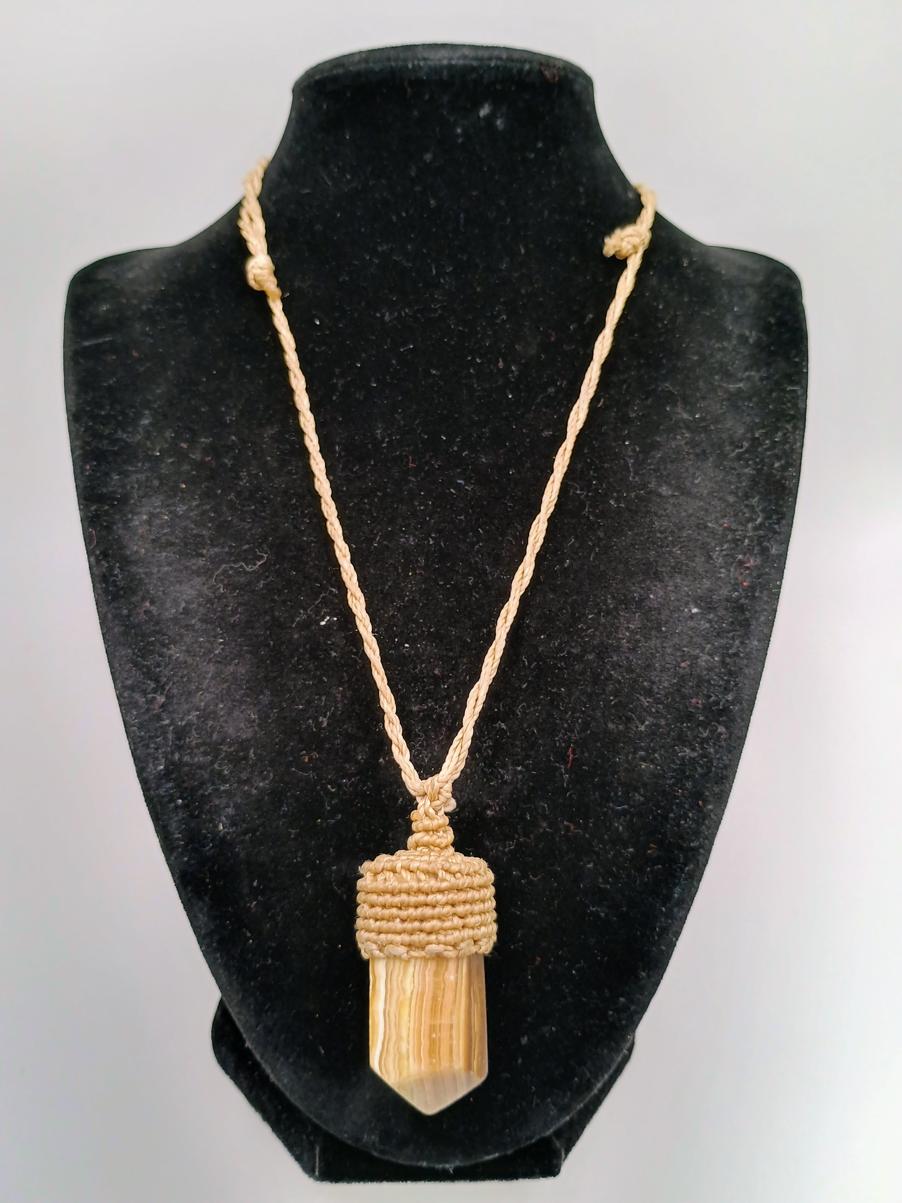 Handmade Macrame Necklace with Natural Stone