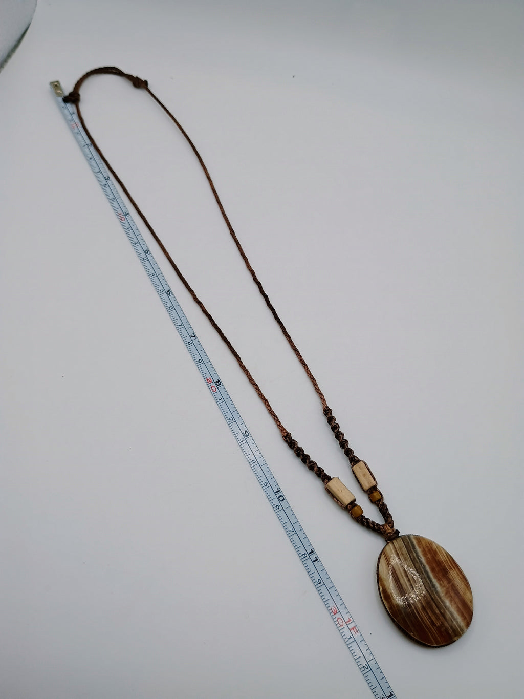 Handmade Macrame Necklace with Natural Stone, Adjustable